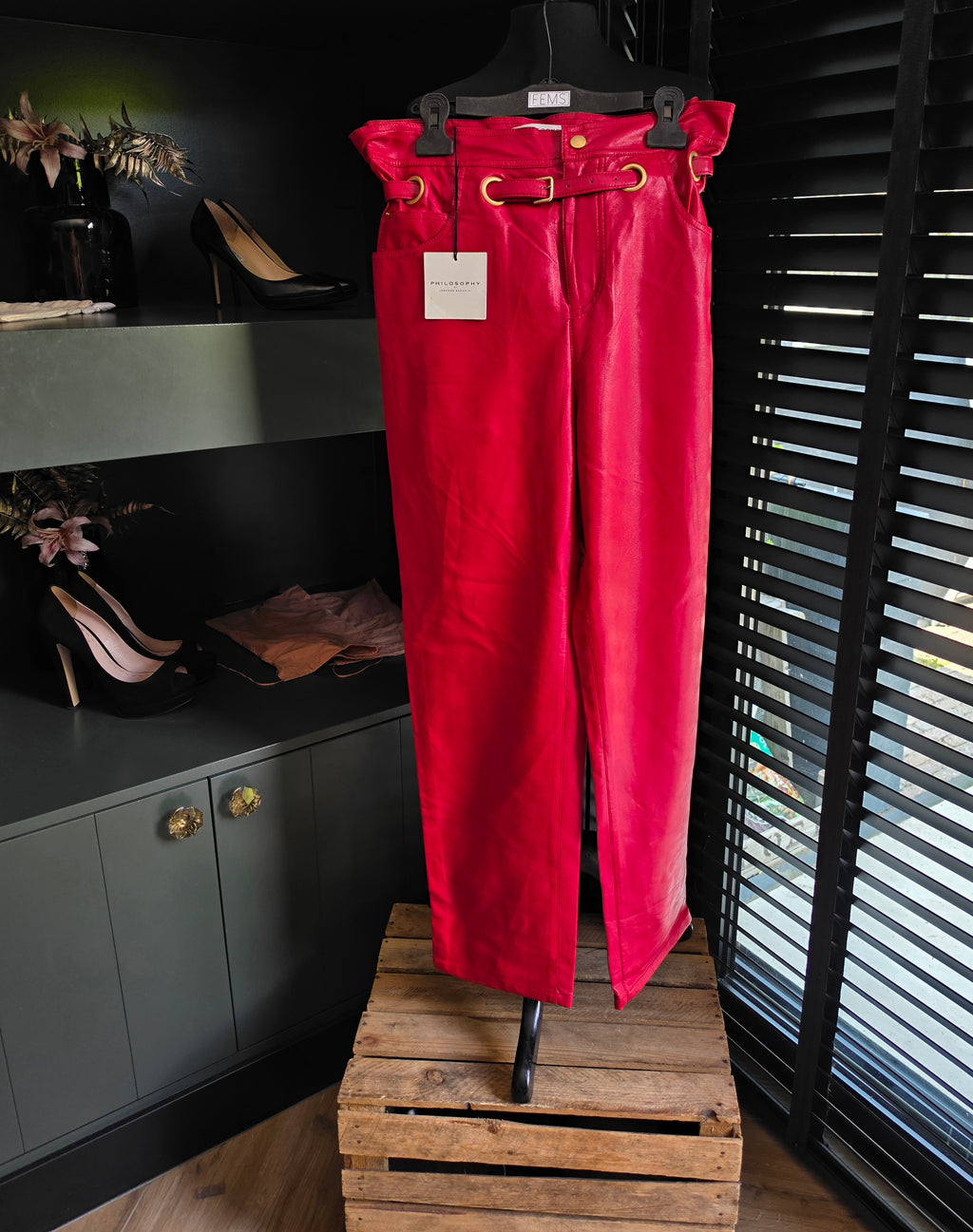 Philosophy di Lorenzo Serafini rode faux leather sigaret broek it42 eu36 tweedehands dames designer