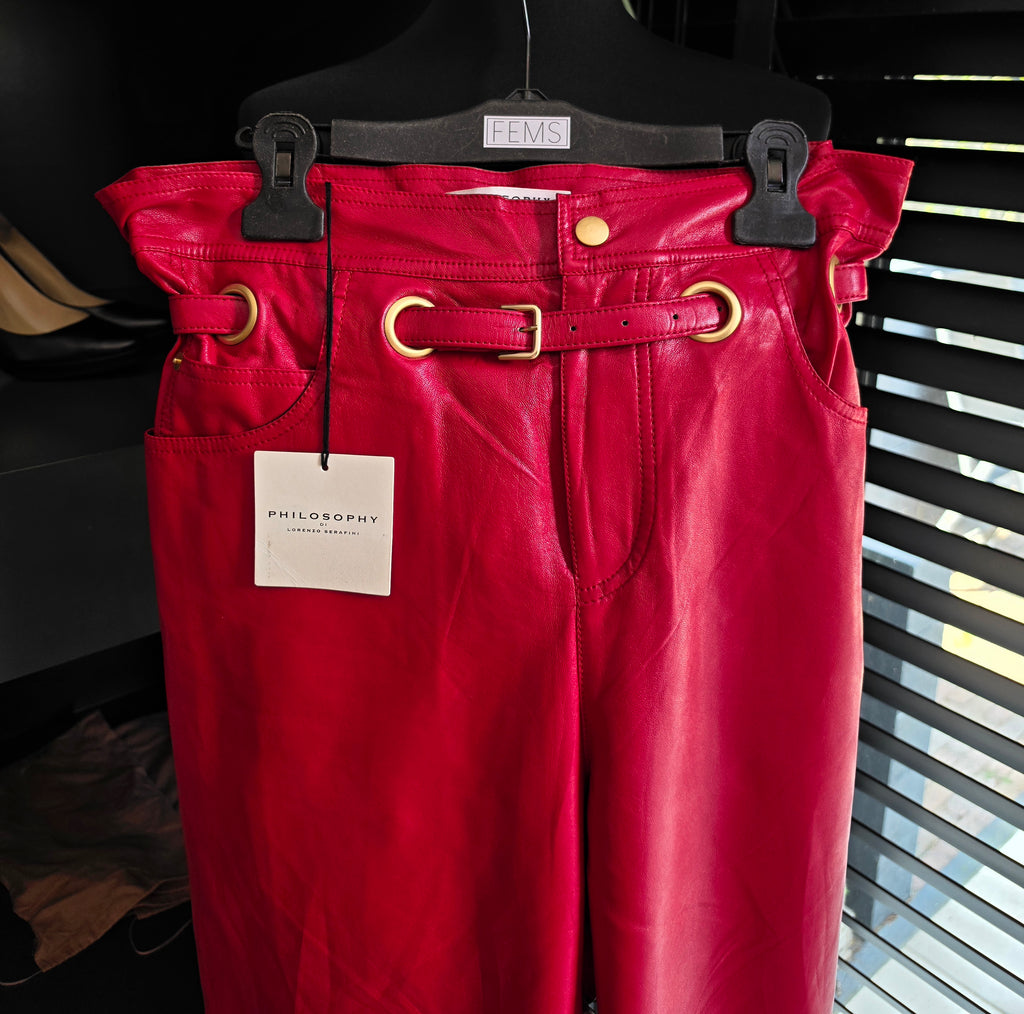 Philosophy di Lorenzo Serafini rode faux leather sigaret broek it42 eu36 tweedehands dames designer