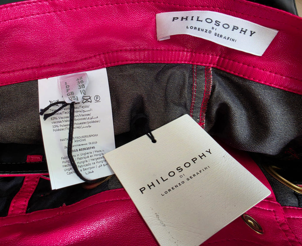 Philosophy di Lorenzo Serafini rode faux leather sigaret broek it42 eu36 tweedehands dames designer