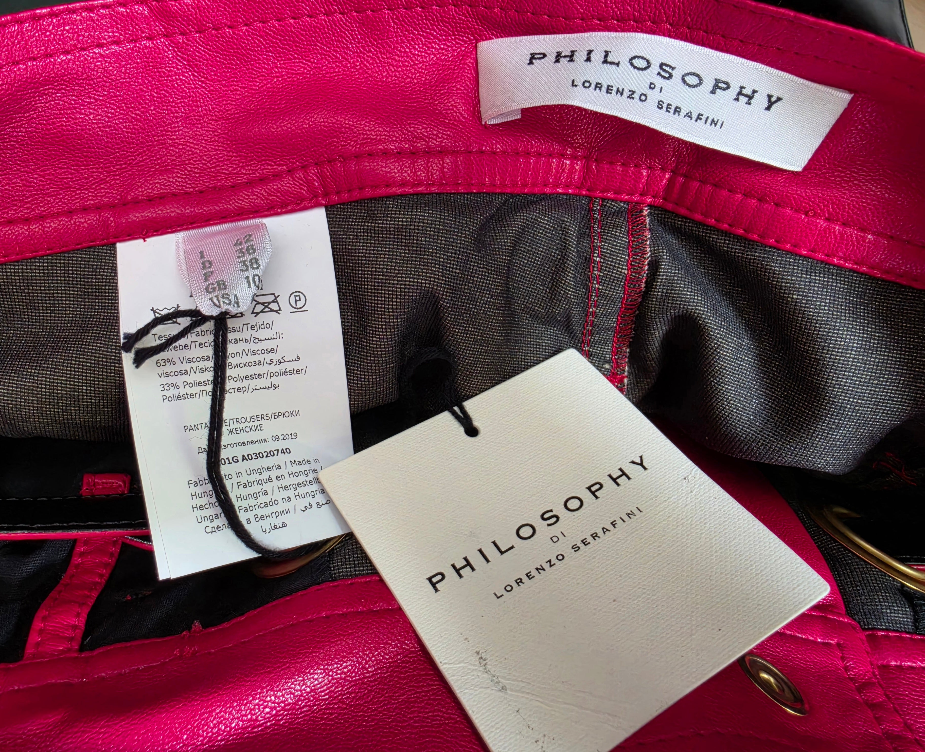Philosophy di Lorenzo Serafini rode faux leather sigaret broek it42 eu36 tweedehands dames designer