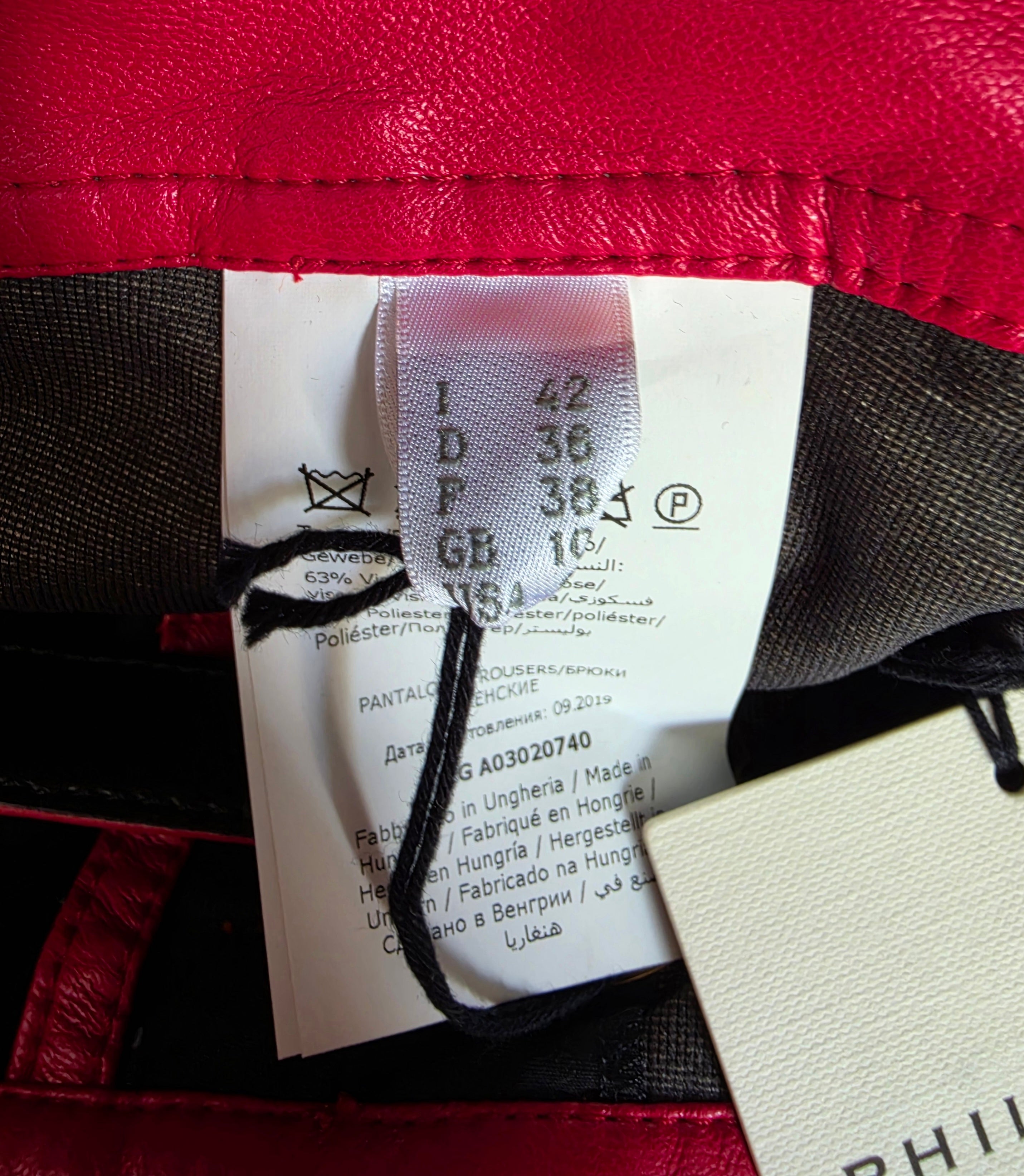 Philosophy di Lorenzo Serafini rode faux leather sigaret broek it42 eu36 tweedehands dames designer