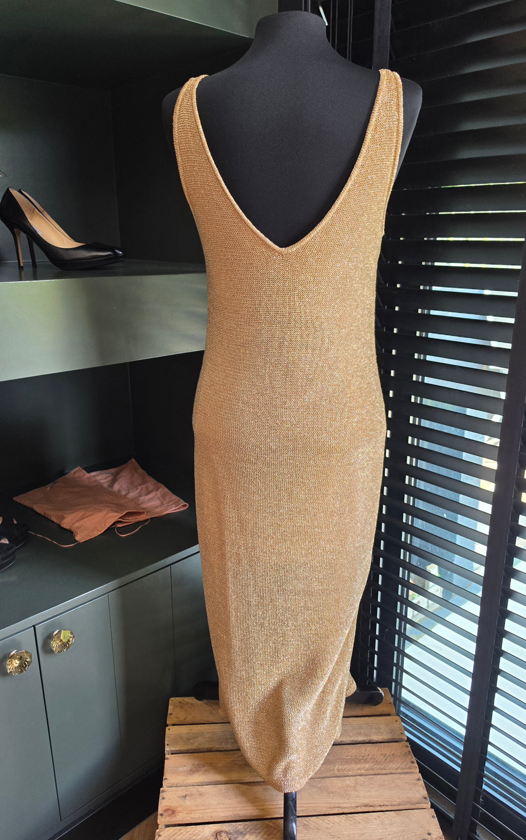 Sass & Bide midi jurk goud Vagabond Heart S 36 tweedehands designer dames
