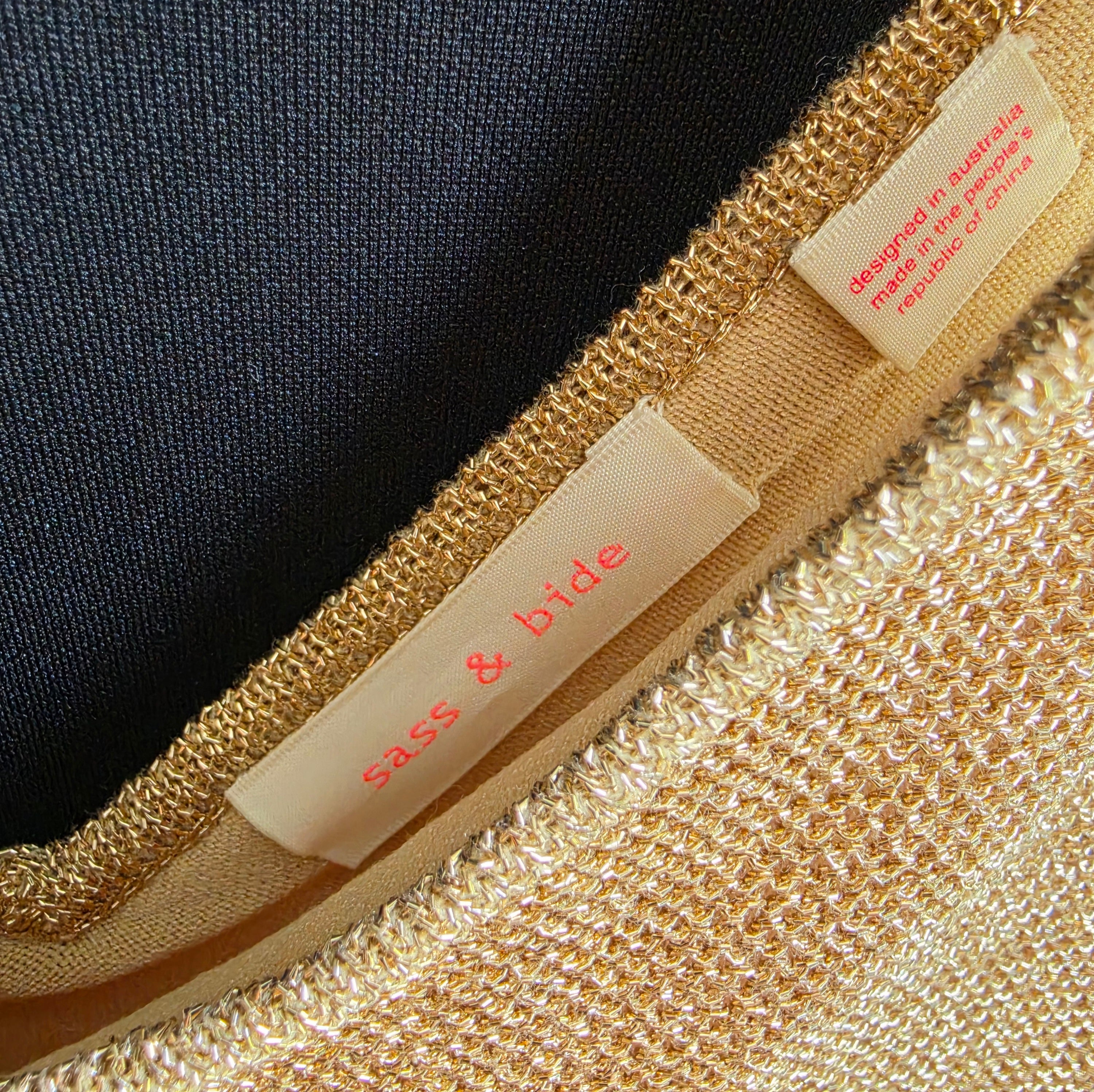 Sass & Bide midi jurk goud Vagabond Heart S 36 tweedehands designer dames