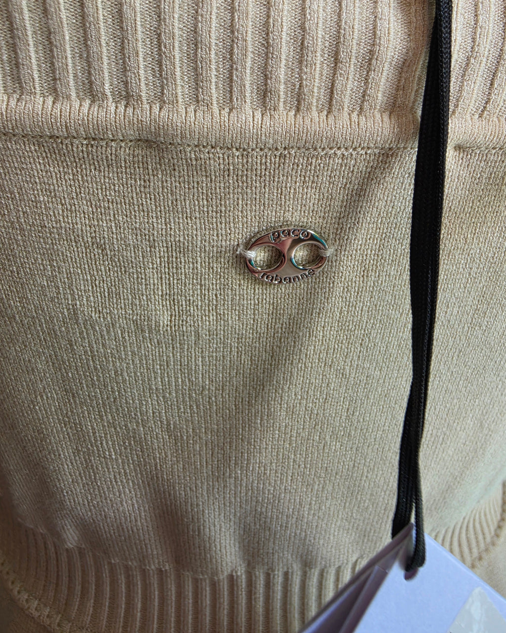 Paco Rabanne gebreide midi-jurk licht beige maat M nieuw