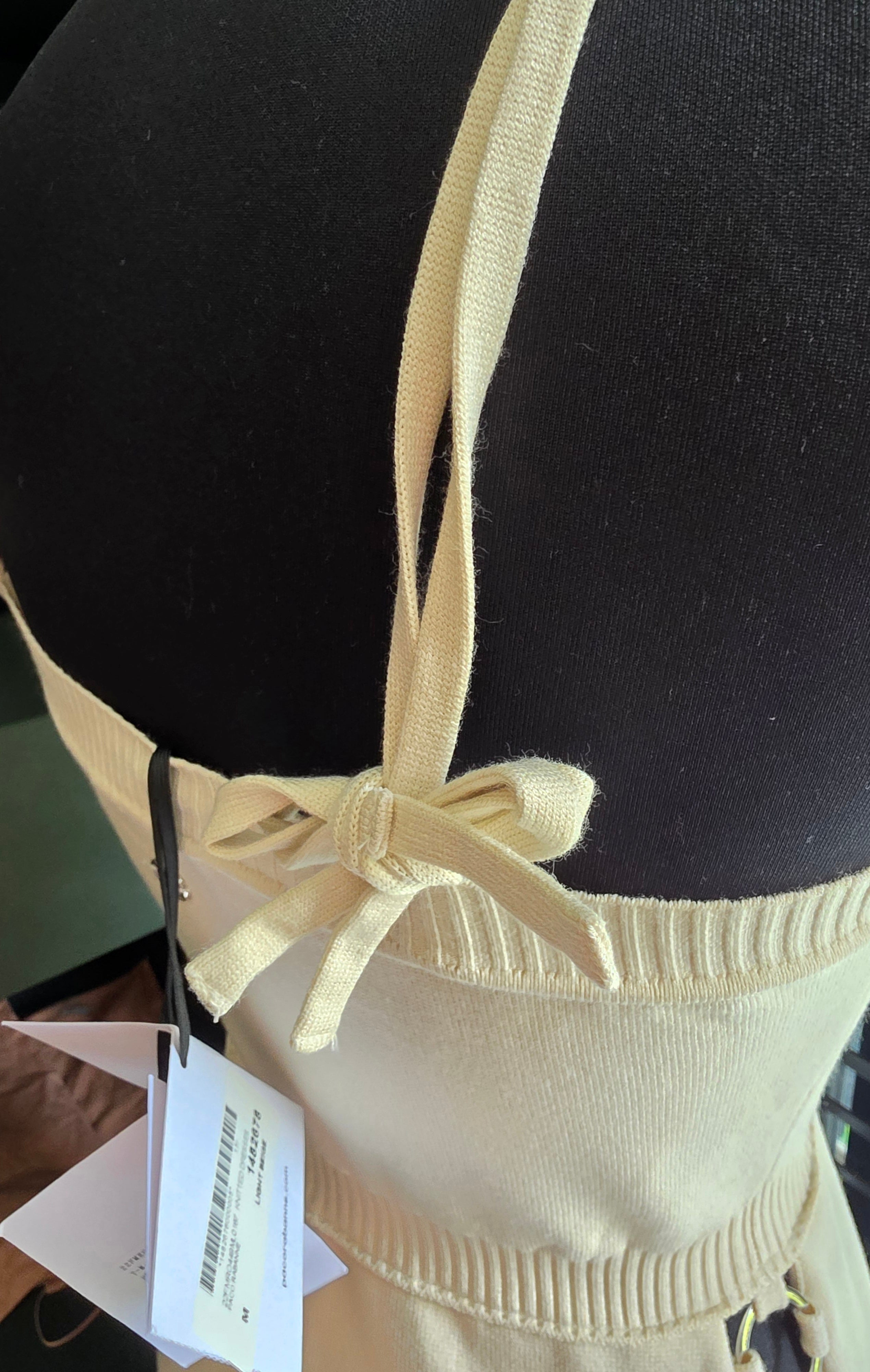 Paco Rabanne gebreide midi-jurk licht beige maat M nieuw