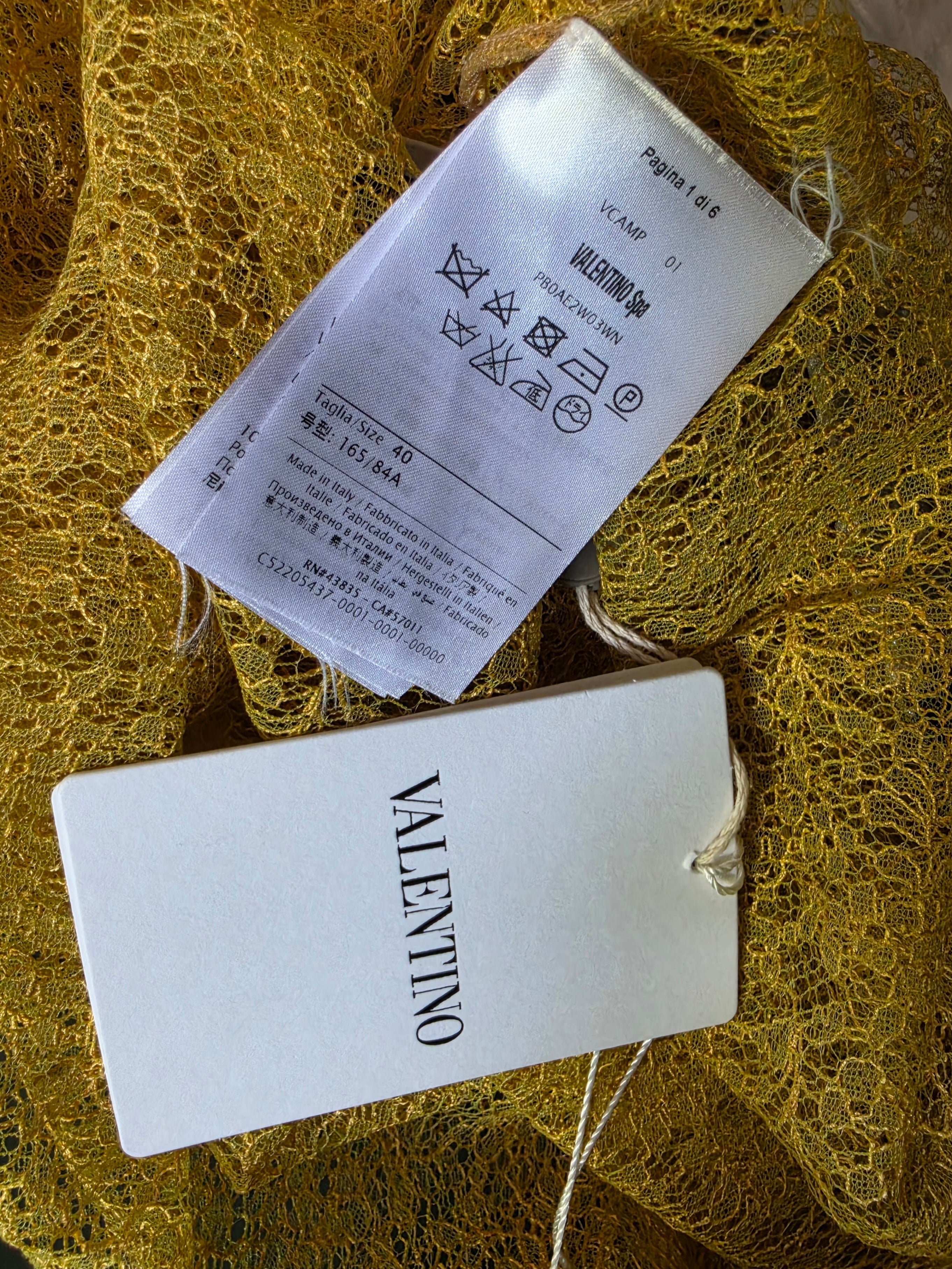 Valentino kanten blouse top geel IT40 xs 34 ongedragen tweedehands designer dames kleding