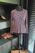 La double J shirt top retro look stretch wijde trompet mouwen 38 M tweedehands dames designer
