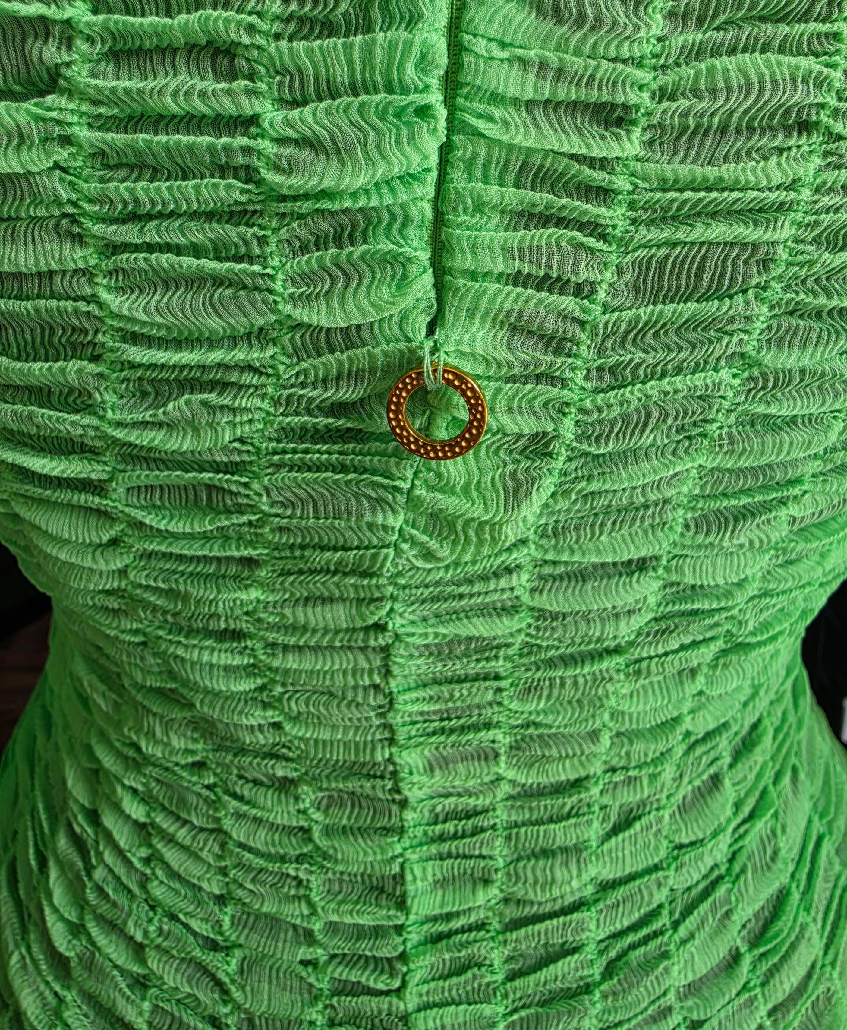 Hanne Bloch turtle neck waffle top groen L zijden tweedehands dames designer