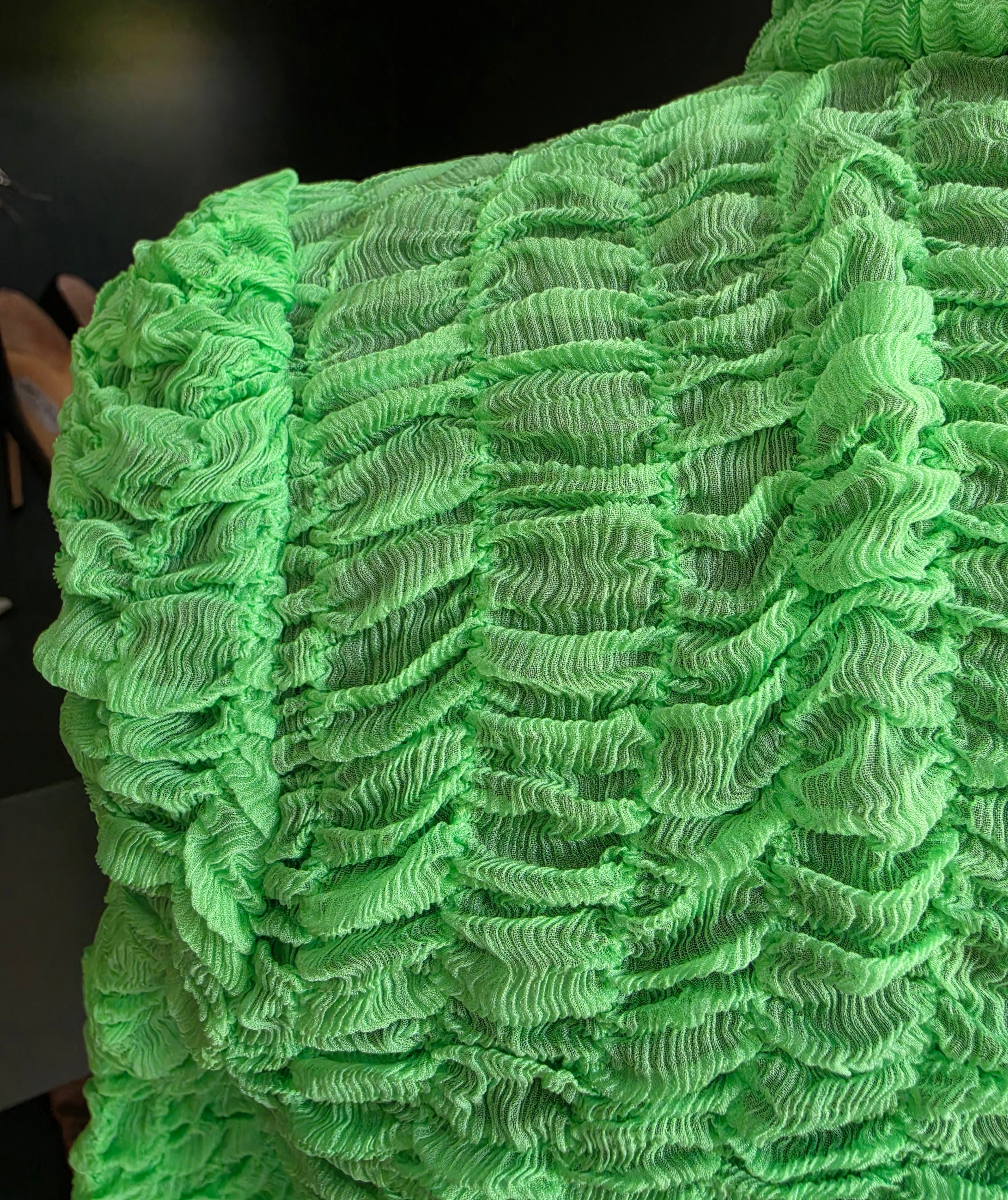 Hanne Bloch turtle neck waffle top groen L zijden tweedehands dames designer
