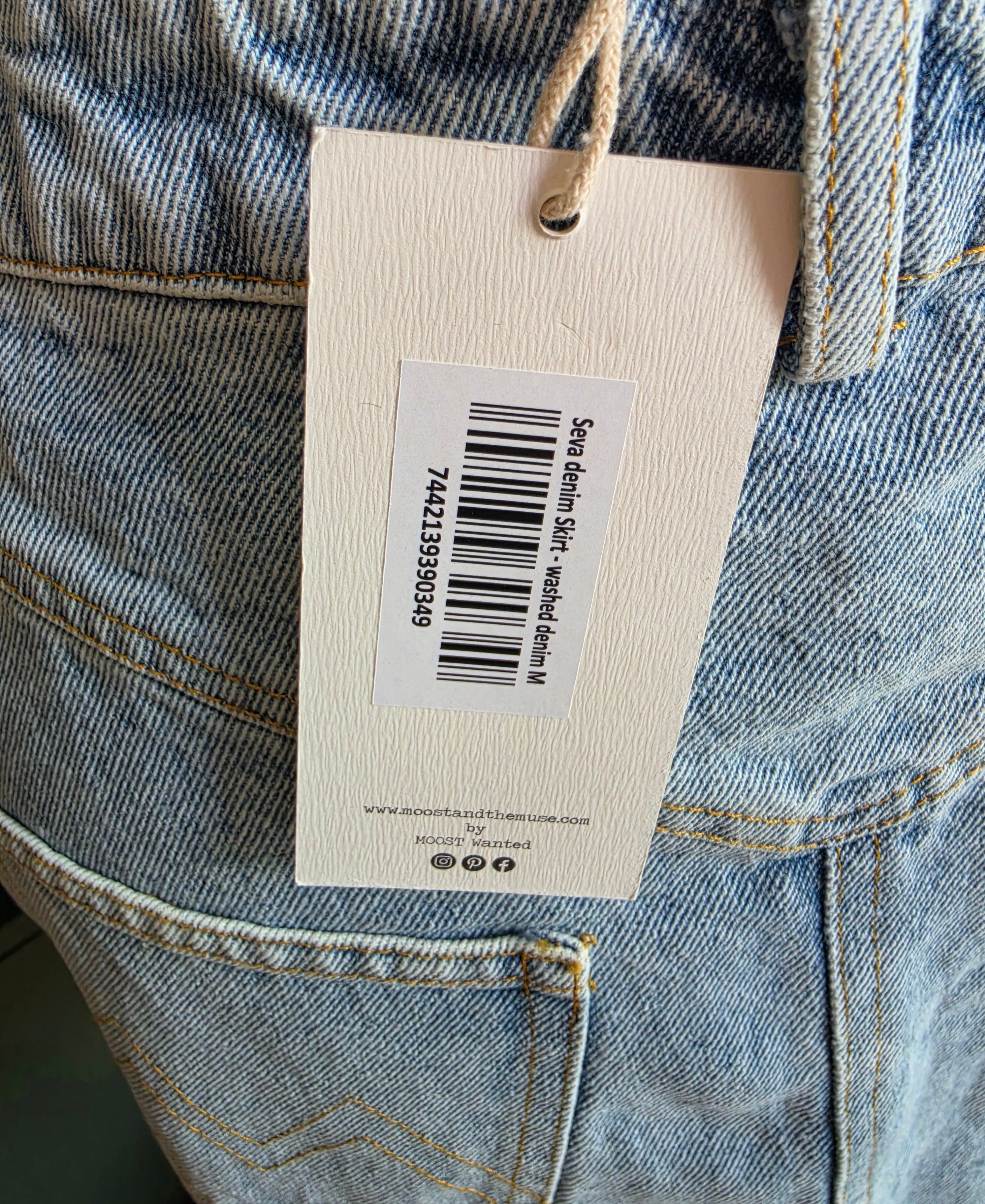 Moost & the muse washed denim korte spijkerrok maat M tweedehands dames