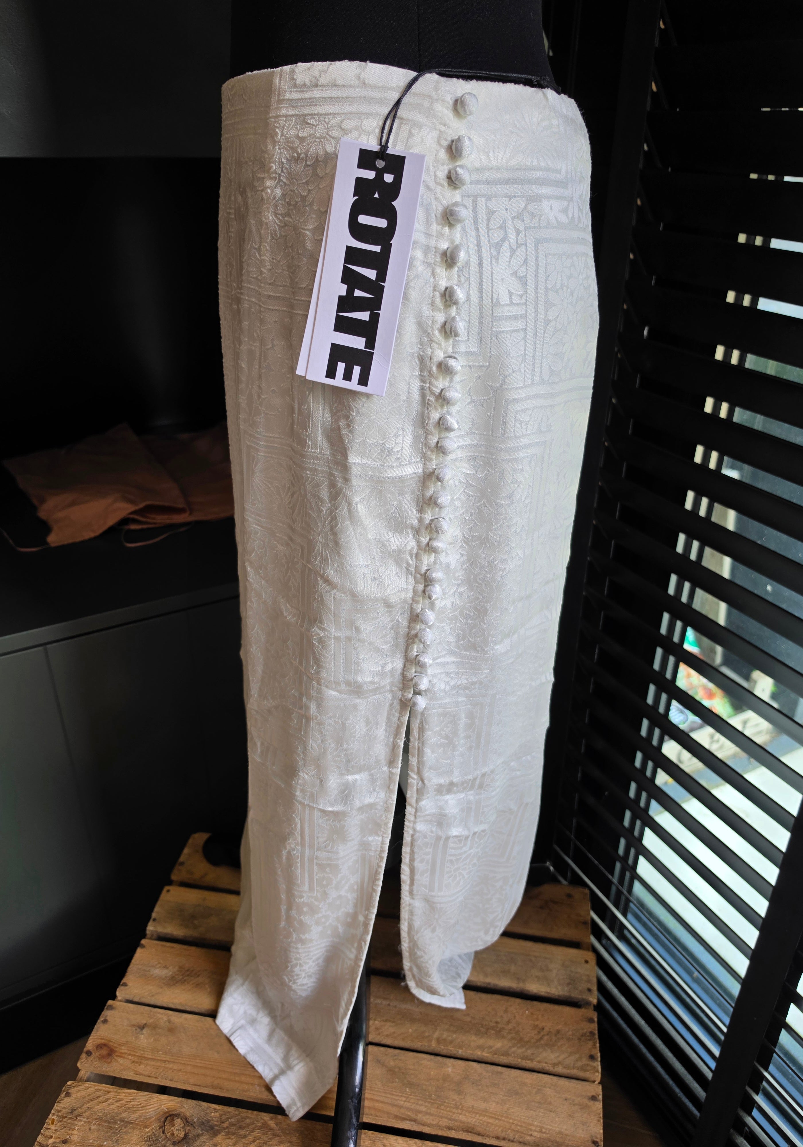 Rotate midi rok caitlin wit 38 M split en knoopjes tweedehands dames designer