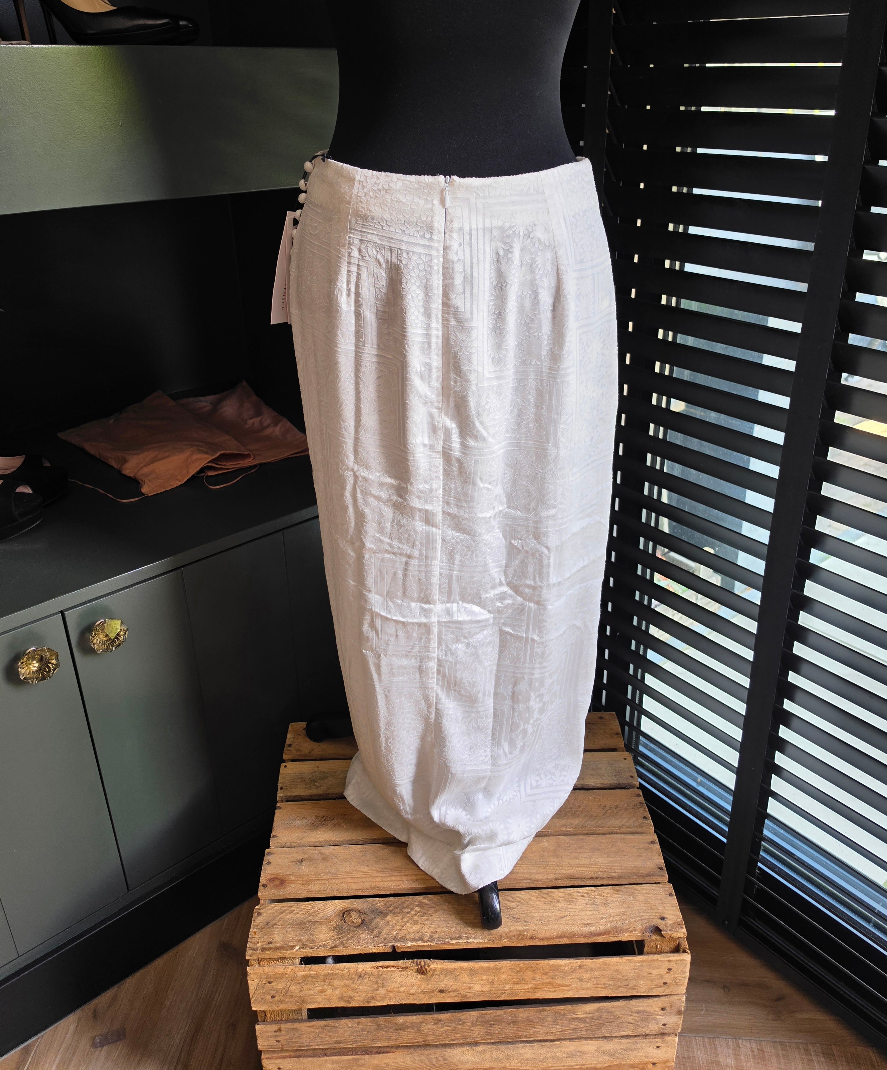 Rotate midi rok caitlin wit 38 M split en knoopjes tweedehands dames designer