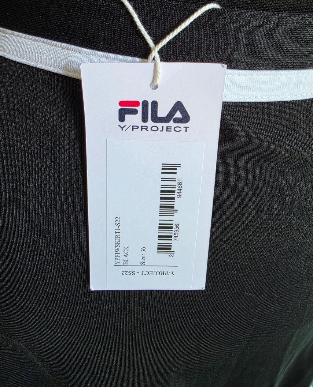 Y/Project x Fila lange maxi wikkel rok zwart 36 S tweedehands designer dames