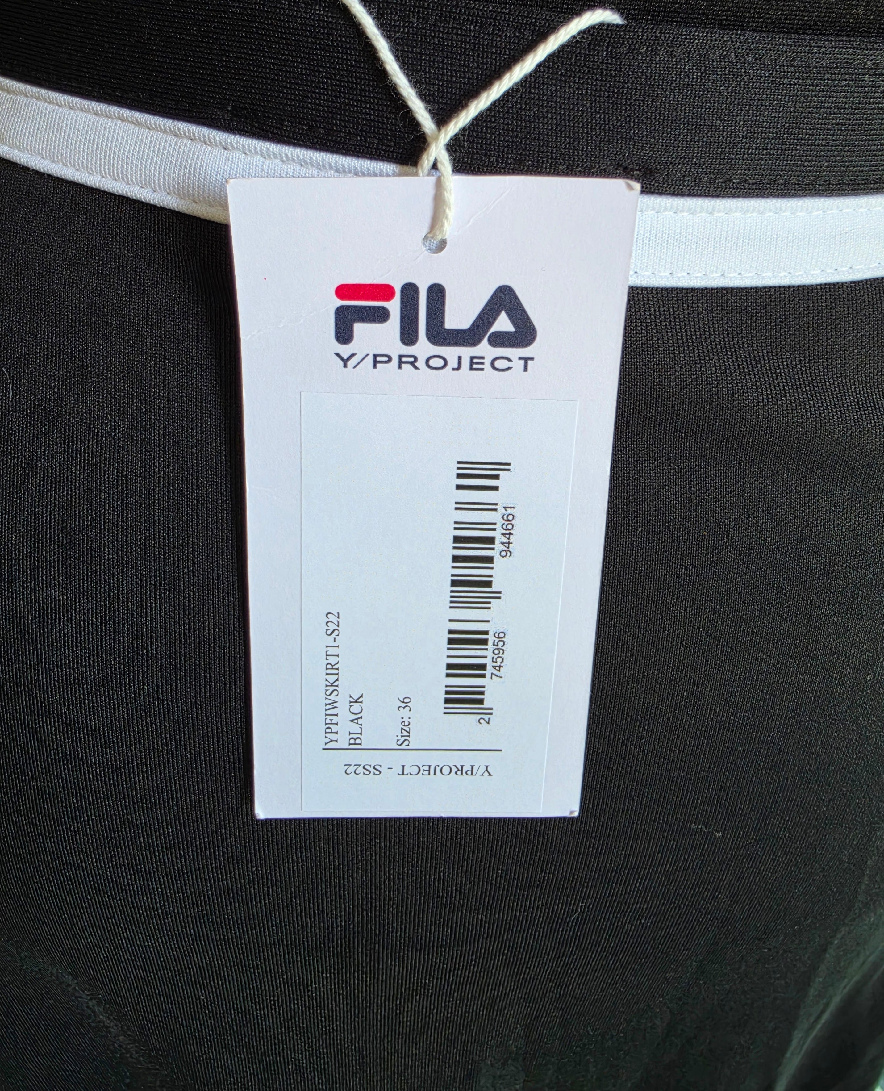 Y/Project x Fila lange maxi wikkel rok zwart 36 S tweedehands designer dames