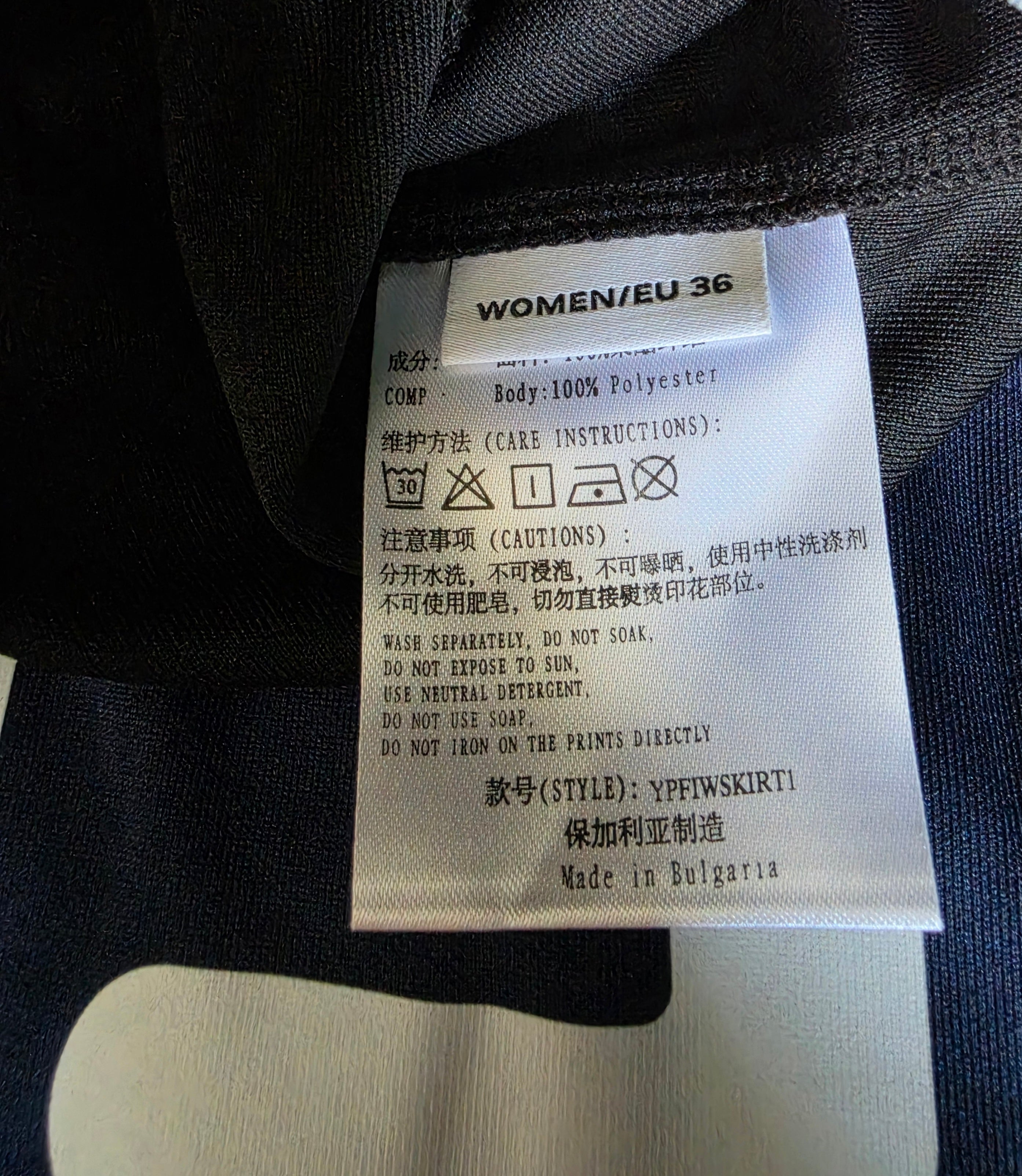 Y/Project x Fila lange maxi wikkel rok zwart 36 S tweedehands designer dames