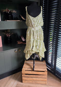 Stella Mccartney catwalk jurk groen chiffon voilant 38 M tweedehands designer dames