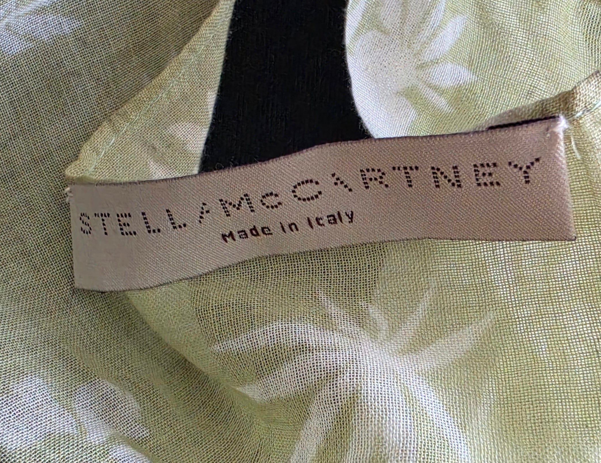 Stella Mccartney catwalk jurk groen chiffon voilant 38 M tweedehands designer dames