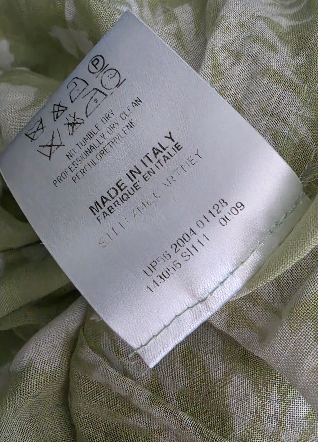Stella Mccartney catwalk jurk groen chiffon voilant 38 M tweedehands designer dames