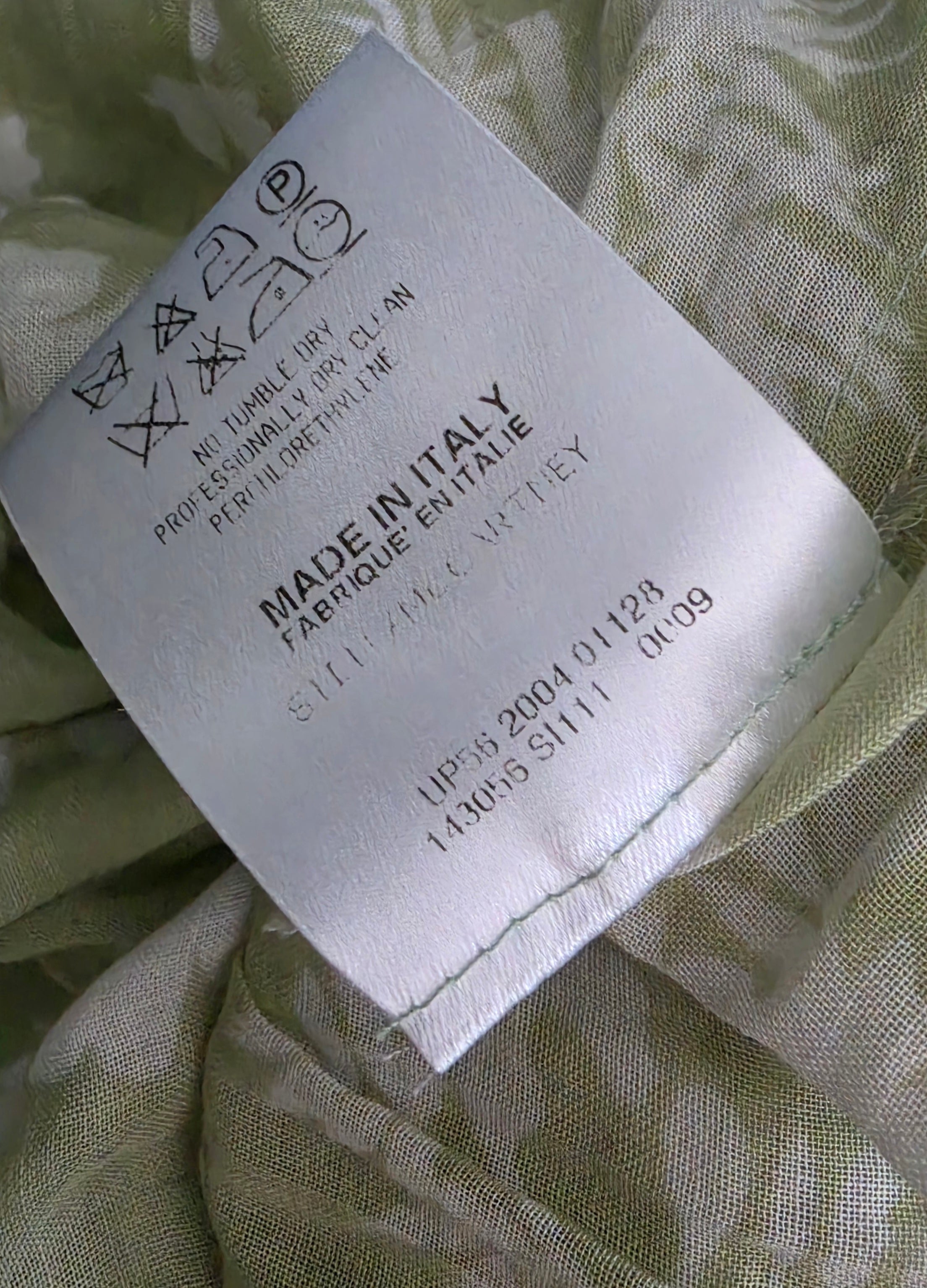 Stella Mccartney catwalk jurk groen chiffon voilant 38 M tweedehands designer dames