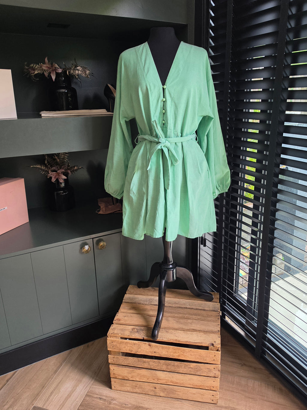 Mochy korte jurk groen M/L tweedehands dames