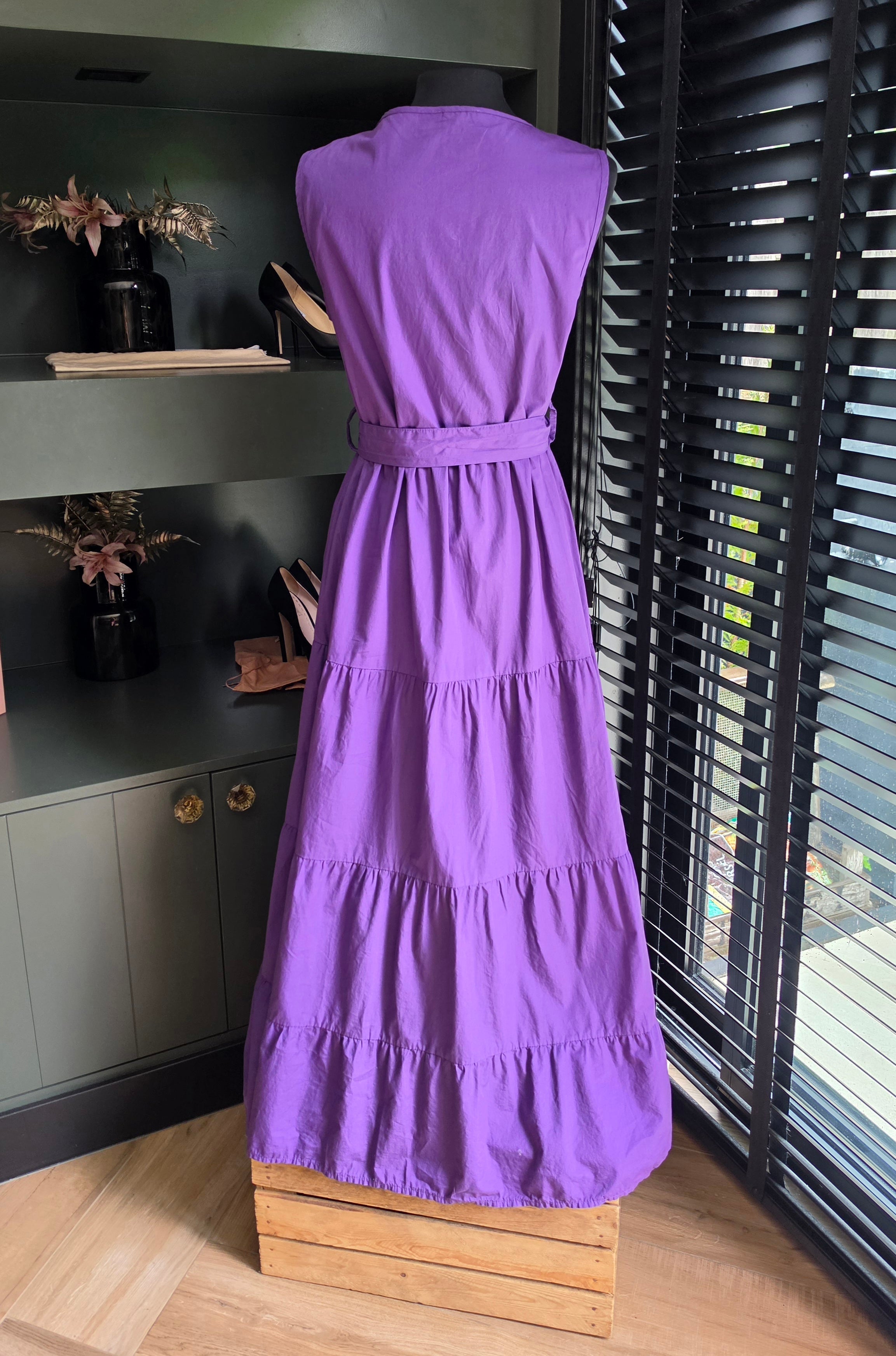 Lawrence Grey mouwloze maxi jurk paars 38 M tweedehands dames