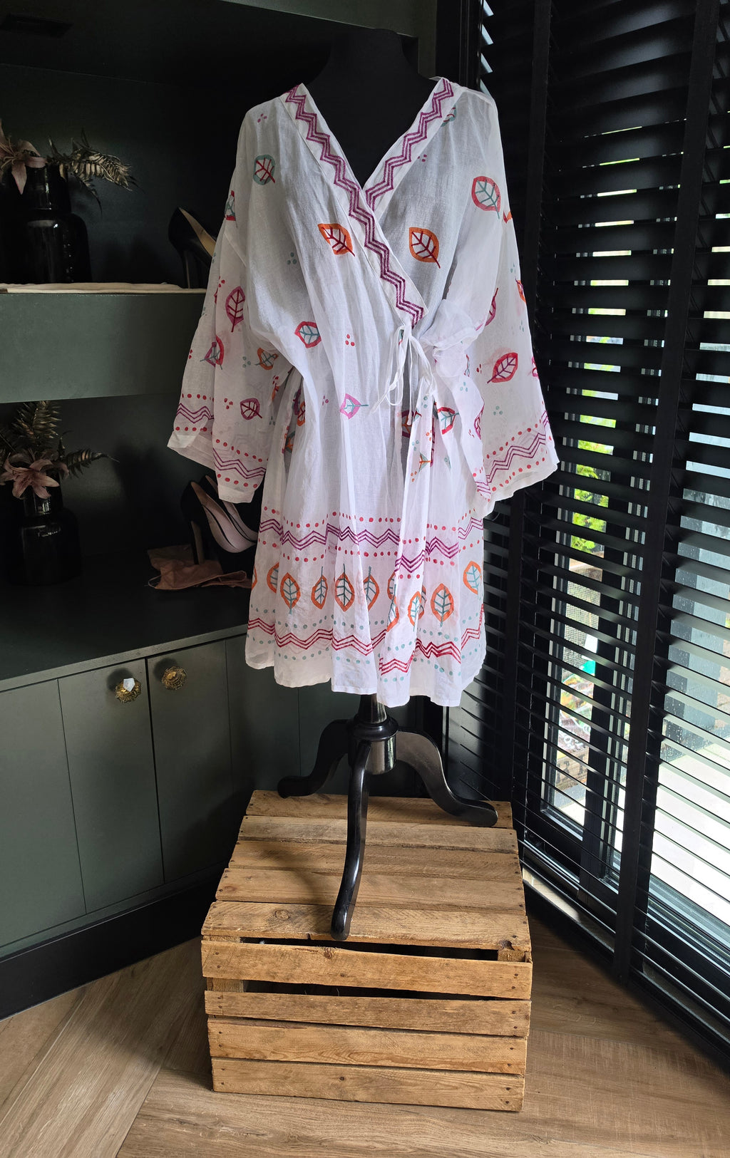 Gundrun Sjoden wikkel jasje kimono 42 xl katoen tweedehands dames