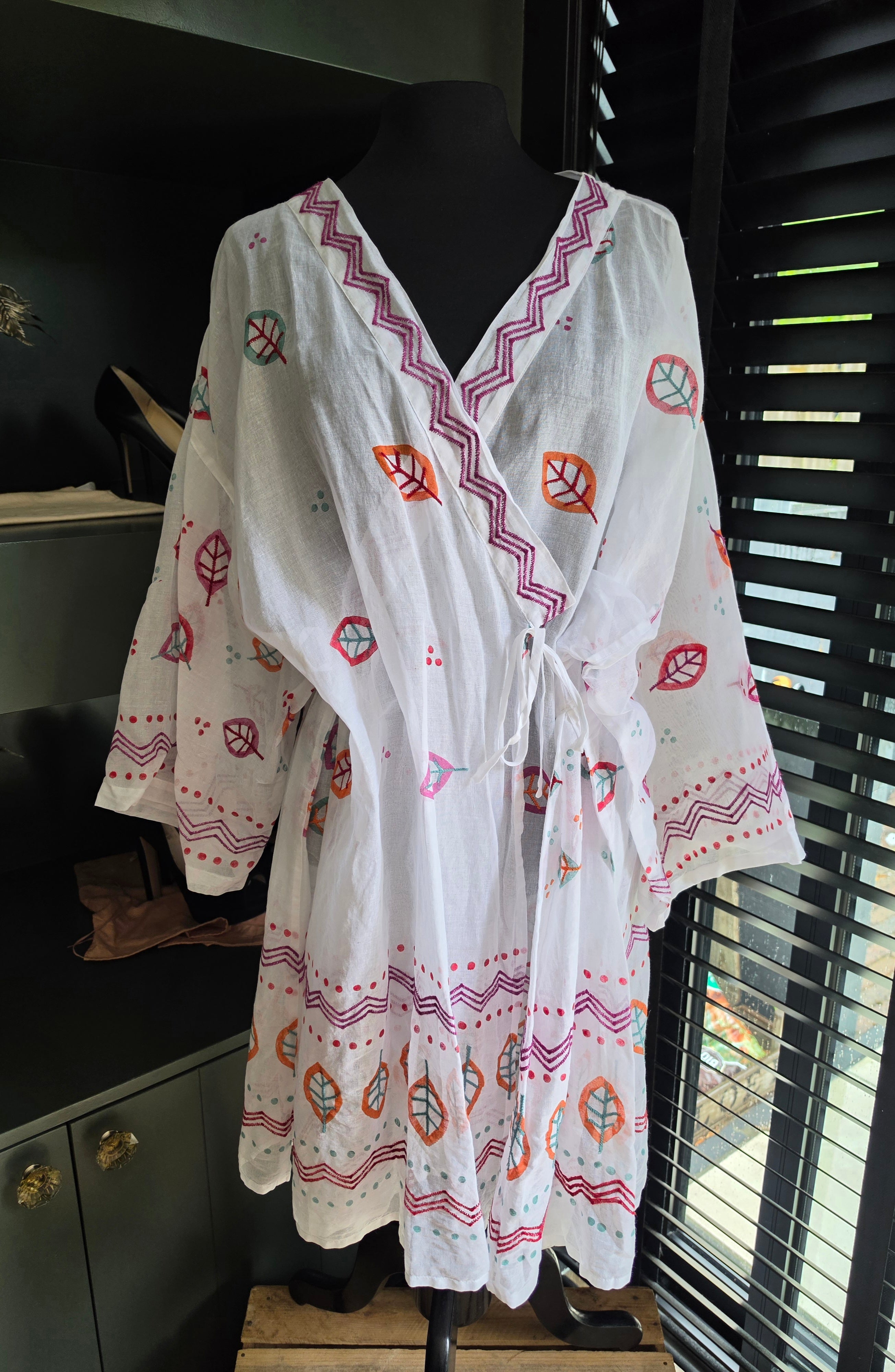 Gundrun Sjoden wikkel jasje kimono 42 xl katoen tweedehands dames
