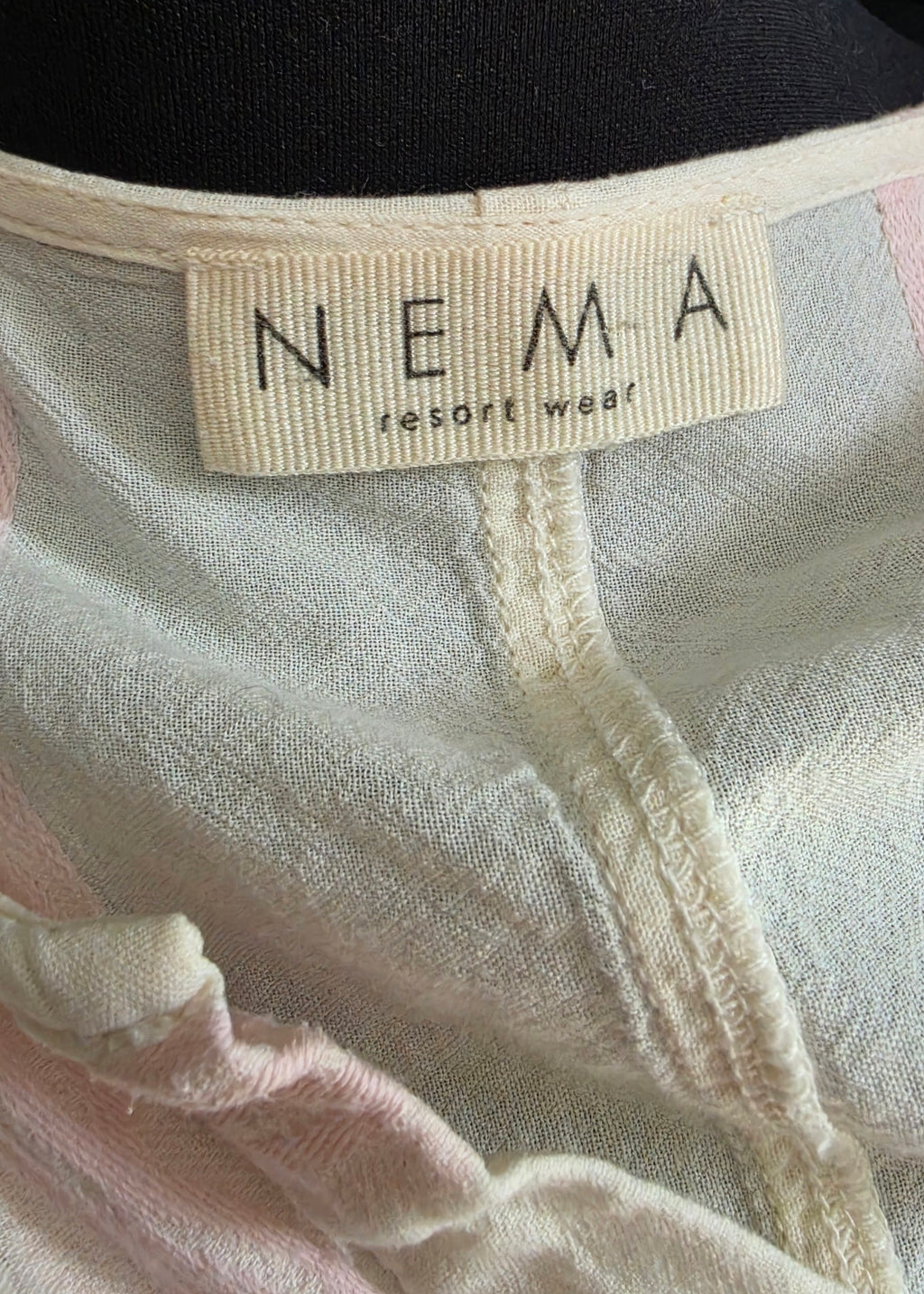 Nema resortwear mouwloze korte jurk creme S 36 linnen tweedehands dames