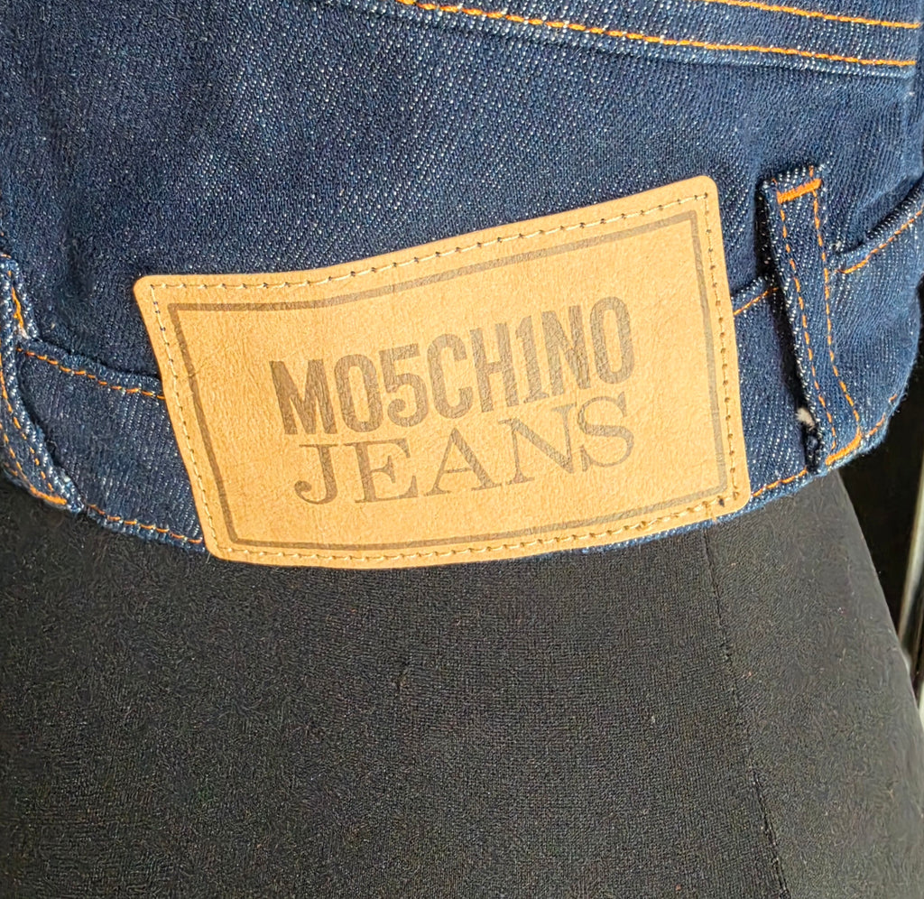 Moschino denim crop top bustier corset blauw M 38 tweedehands dames designer
