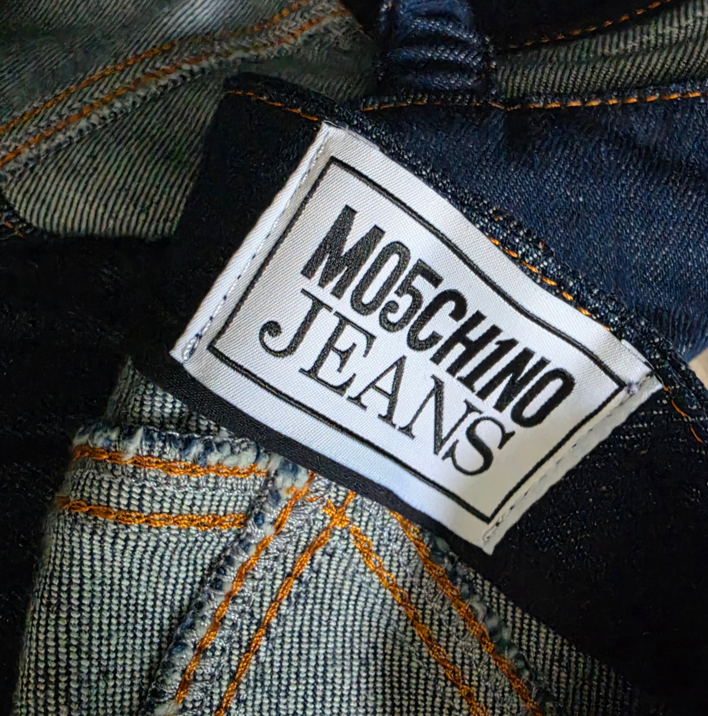 Moschino denim crop top bustier corset blauw M 38 tweedehands dames designer