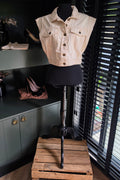 Mes Demoiselles cropped denim gilet beige S 36 tweedehands dames designer