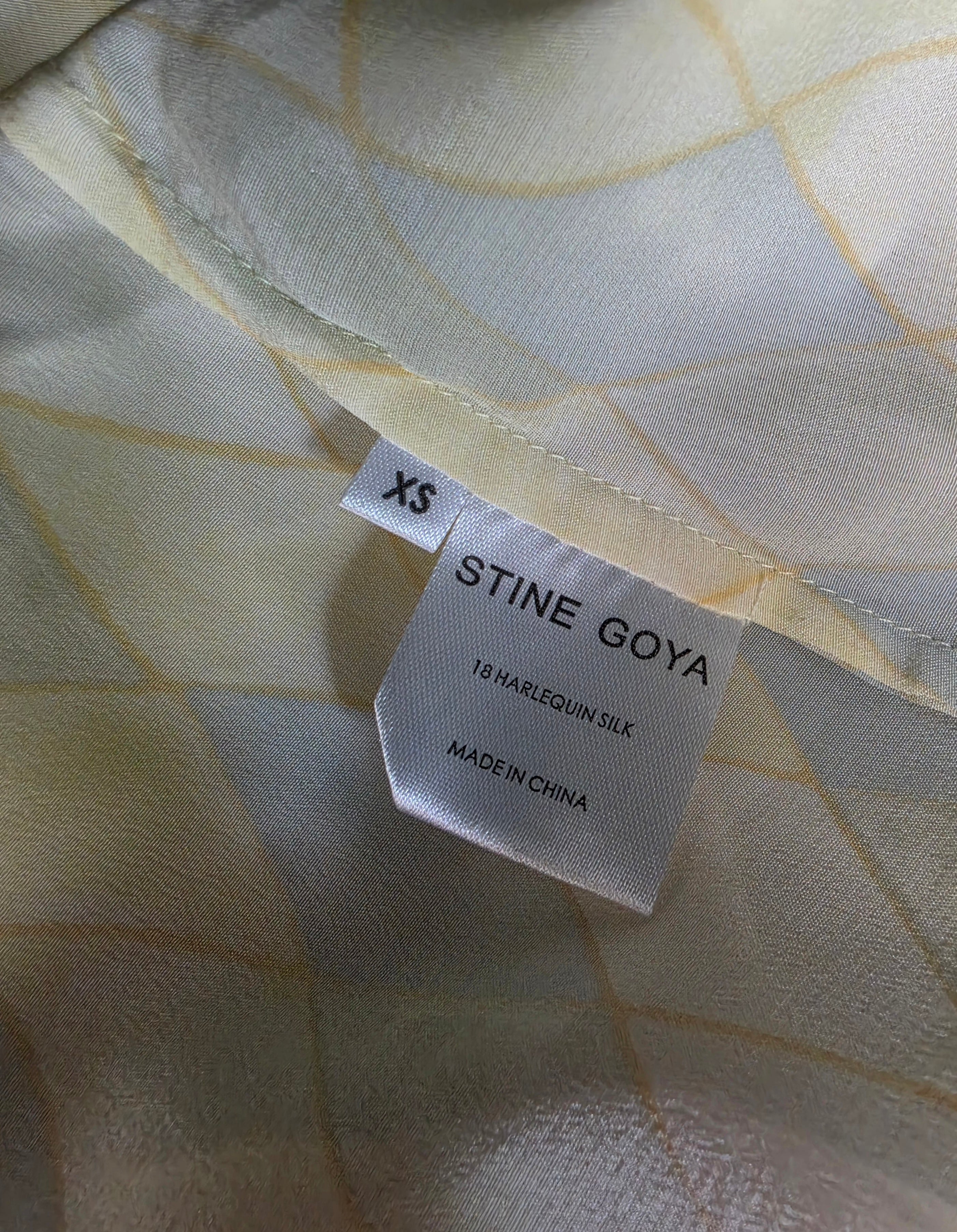 Stine Goya zijde top geel blauw xs 34 tweedehands dames