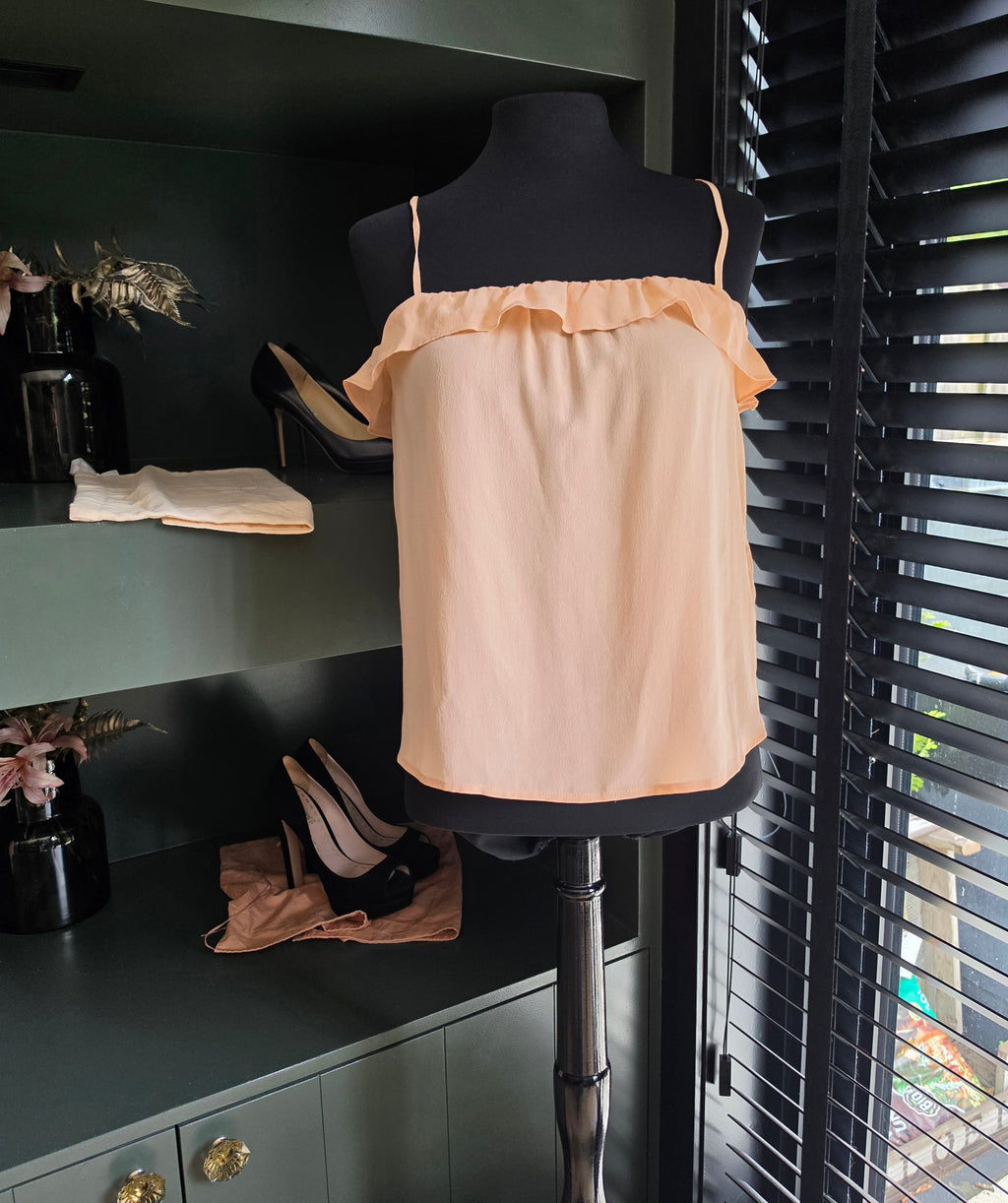 Sezane roze zijde mouwloze top 36 S tweedehands dames designer