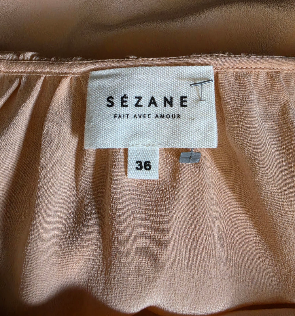 Sezane roze zijde mouwloze top 36 S tweedehands dames designer