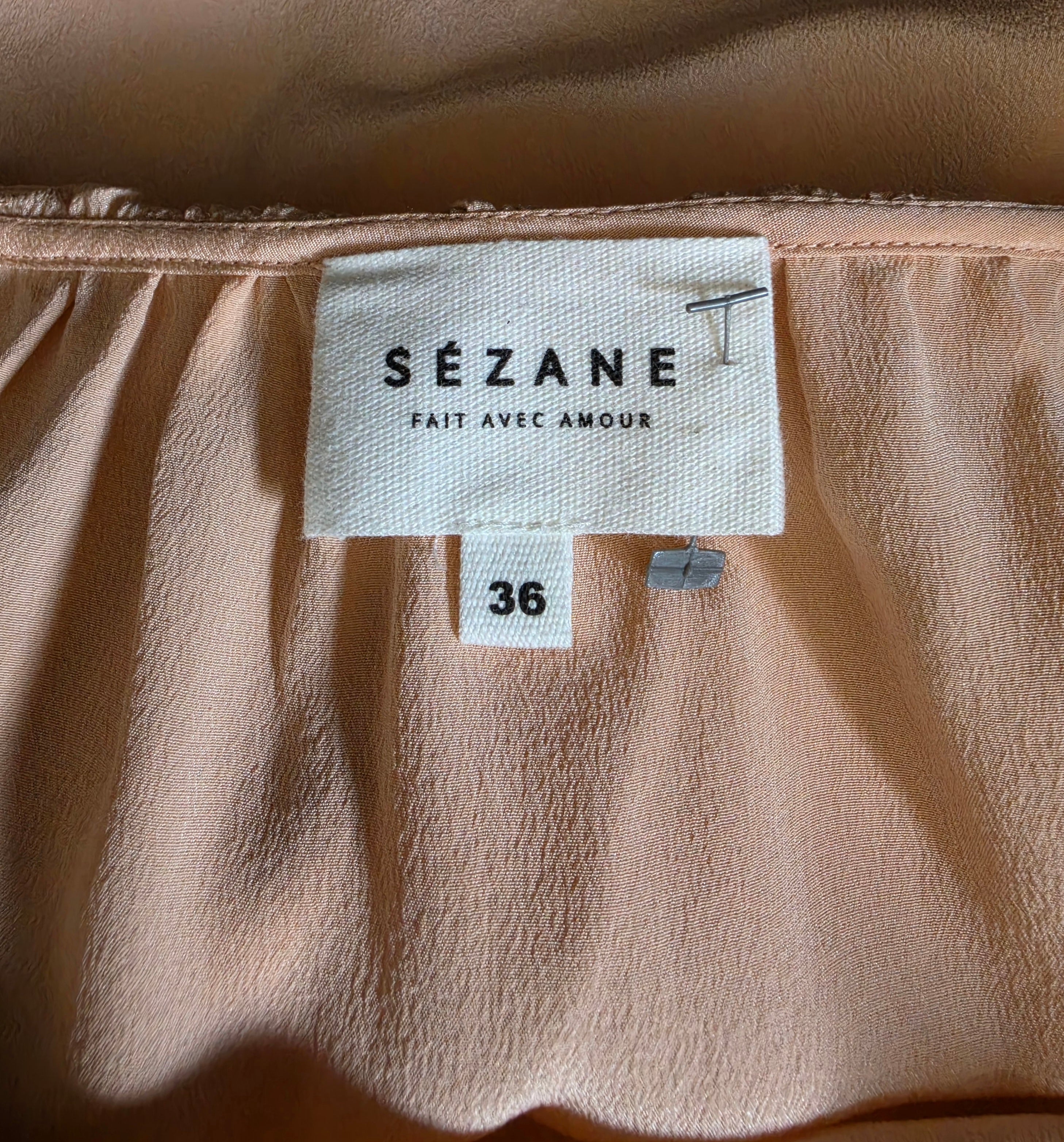 Sezane roze zijde mouwloze top 36 S tweedehands dames designer