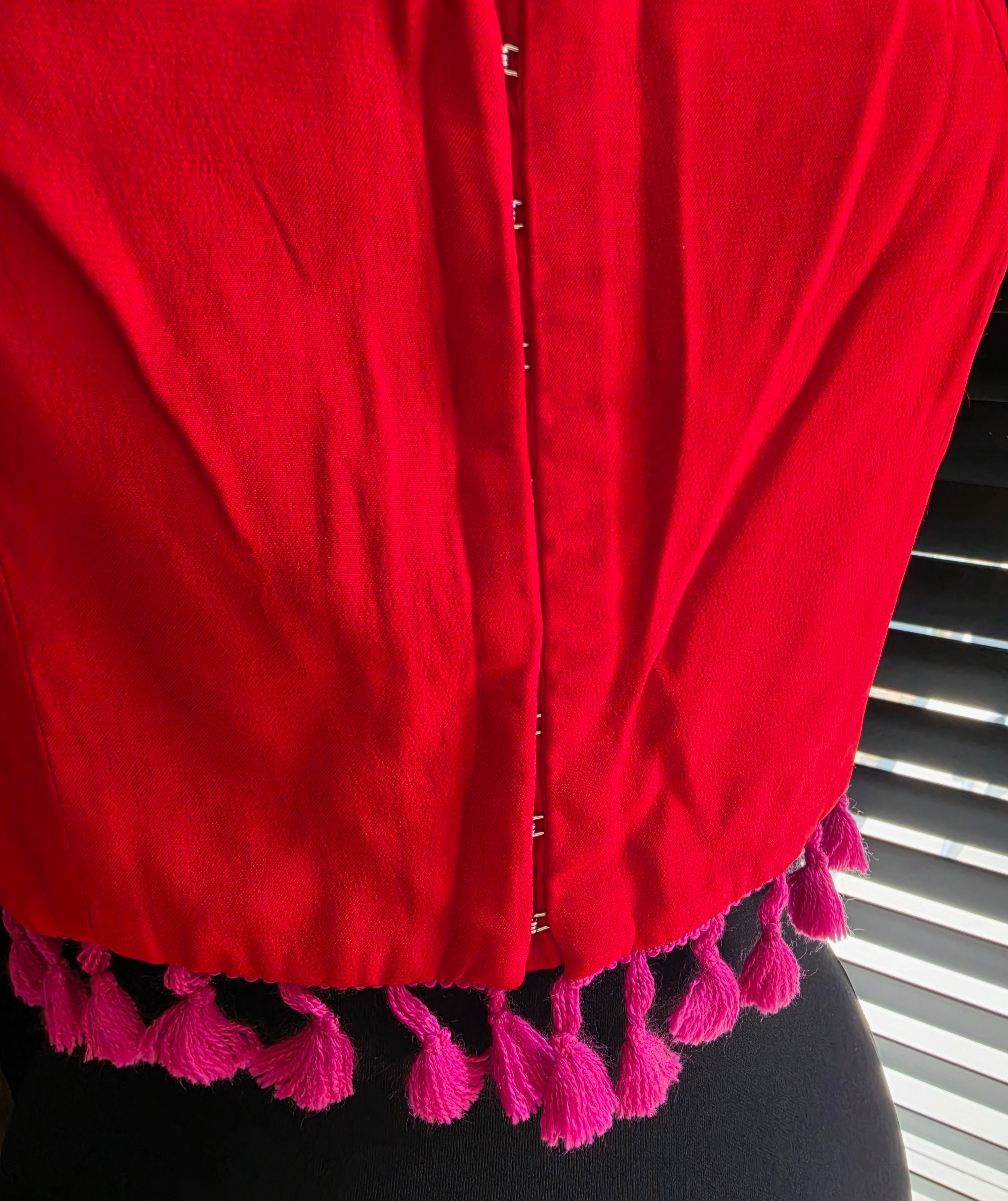 STAUD crop top rood M 38 kwastjes tweedehands dames