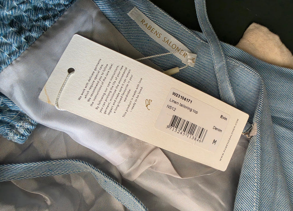 Rabens Saloner crop top blauw linnenmix 38 M tweedehands dames designer