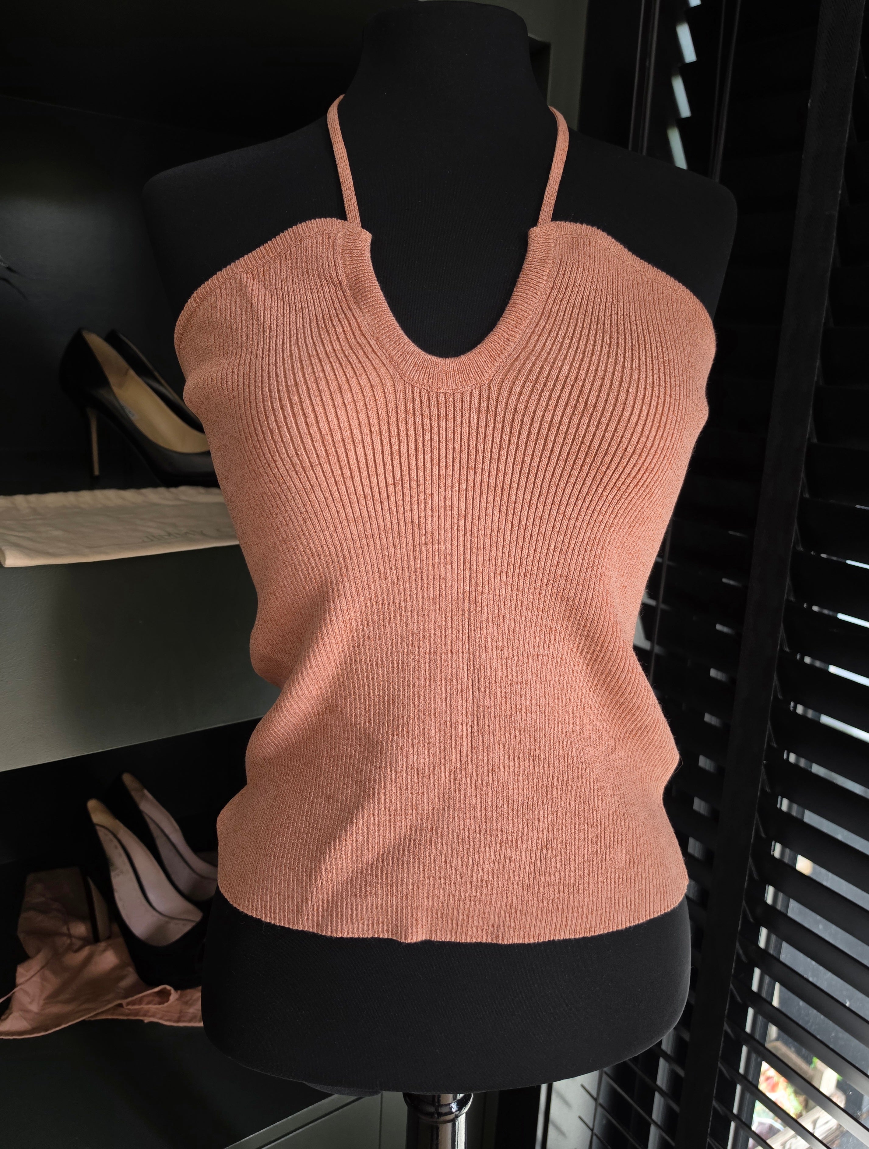 Suncoo halter rib top zalm roze L 40 tweedehands dames