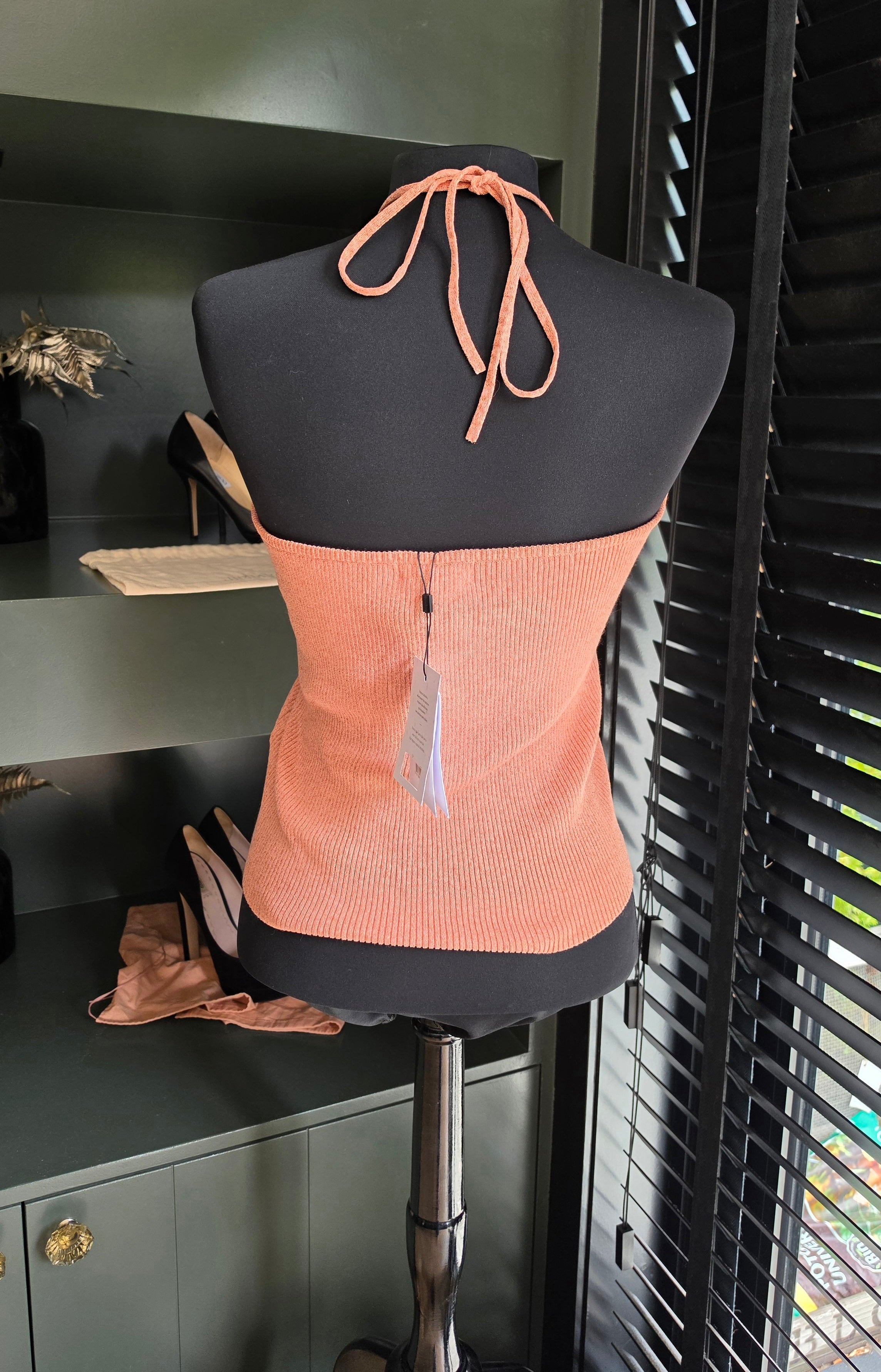 Suncoo halter rib top zalm roze L 40 tweedehands dames