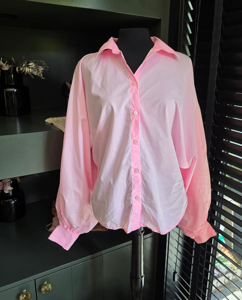 Made in Tomboy oversized blouse roze S M tweedehands designer dames