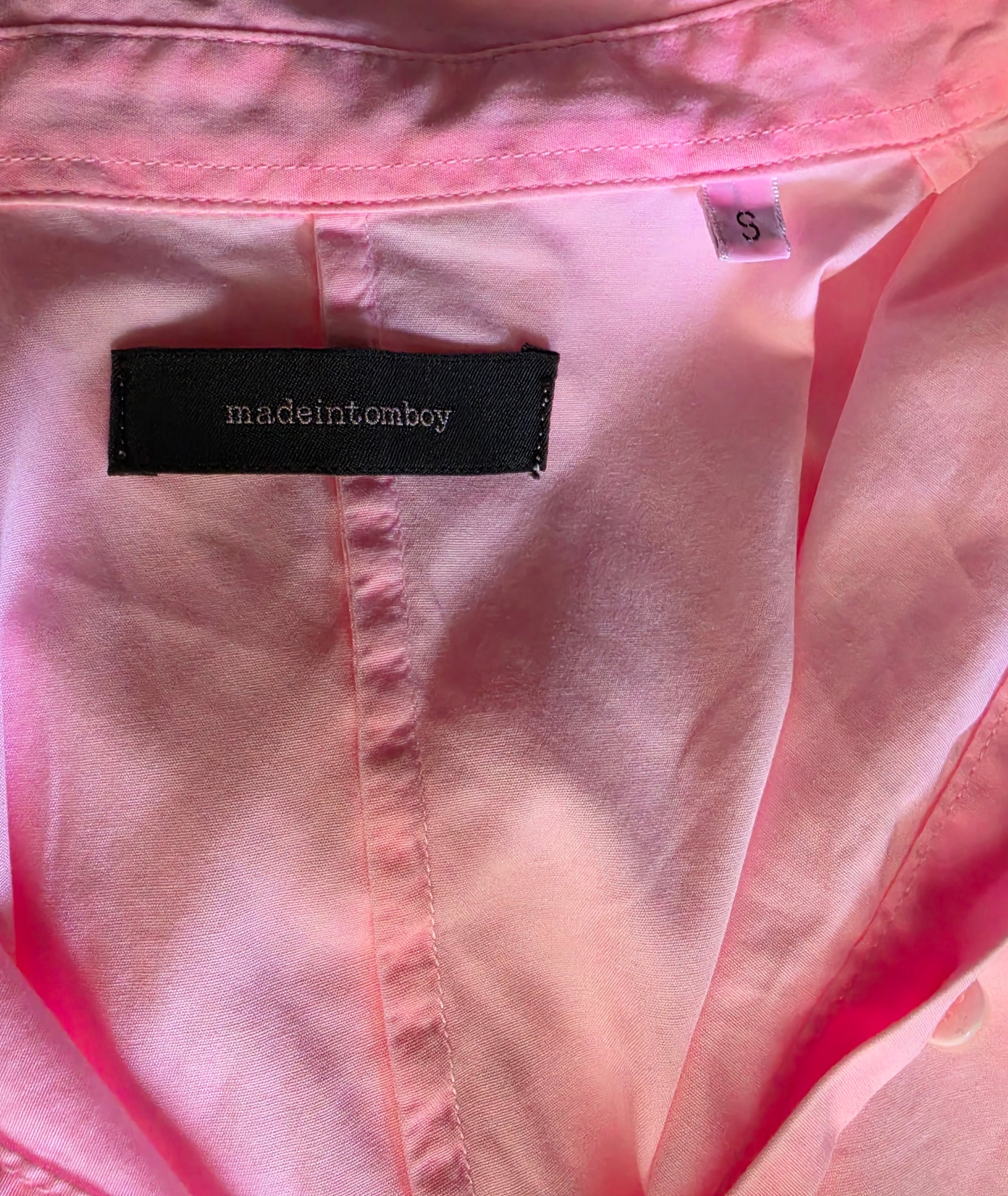 Made in Tomboy oversized blouse roze S M tweedehands designer dames