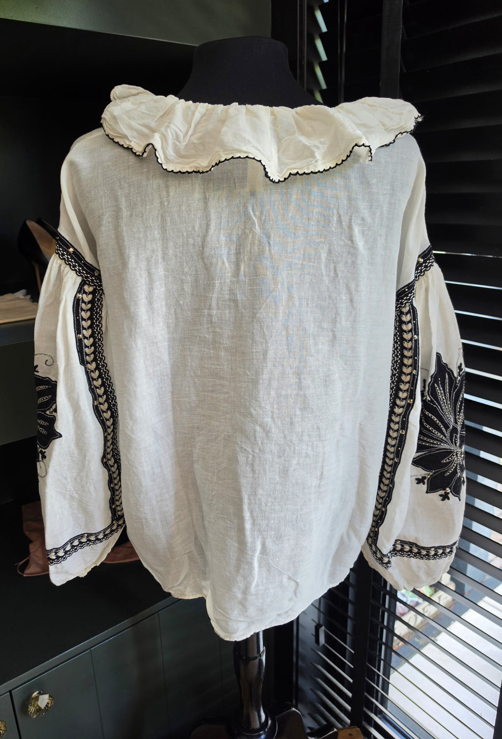 Scarlett Poppies linnen mix top blouse Lovely Moments S 36 resortwear tweedehands dames designer
