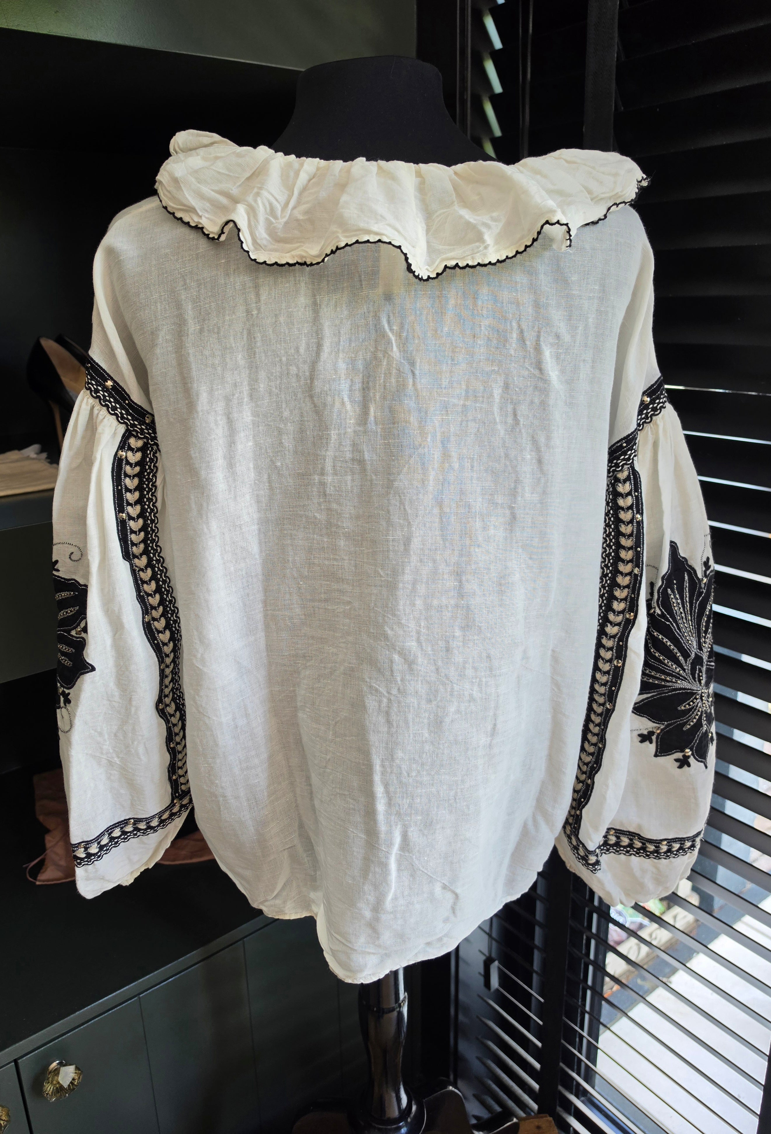 Scarlett Poppies linnen mix top blouse Lovely Moments S 36 resortwear tweedehands dames designer