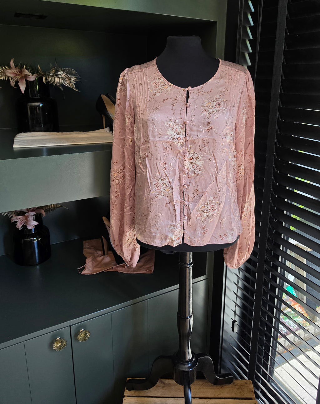 Loveshackfancy zijde blouse top roze 36 S tweedehands dames