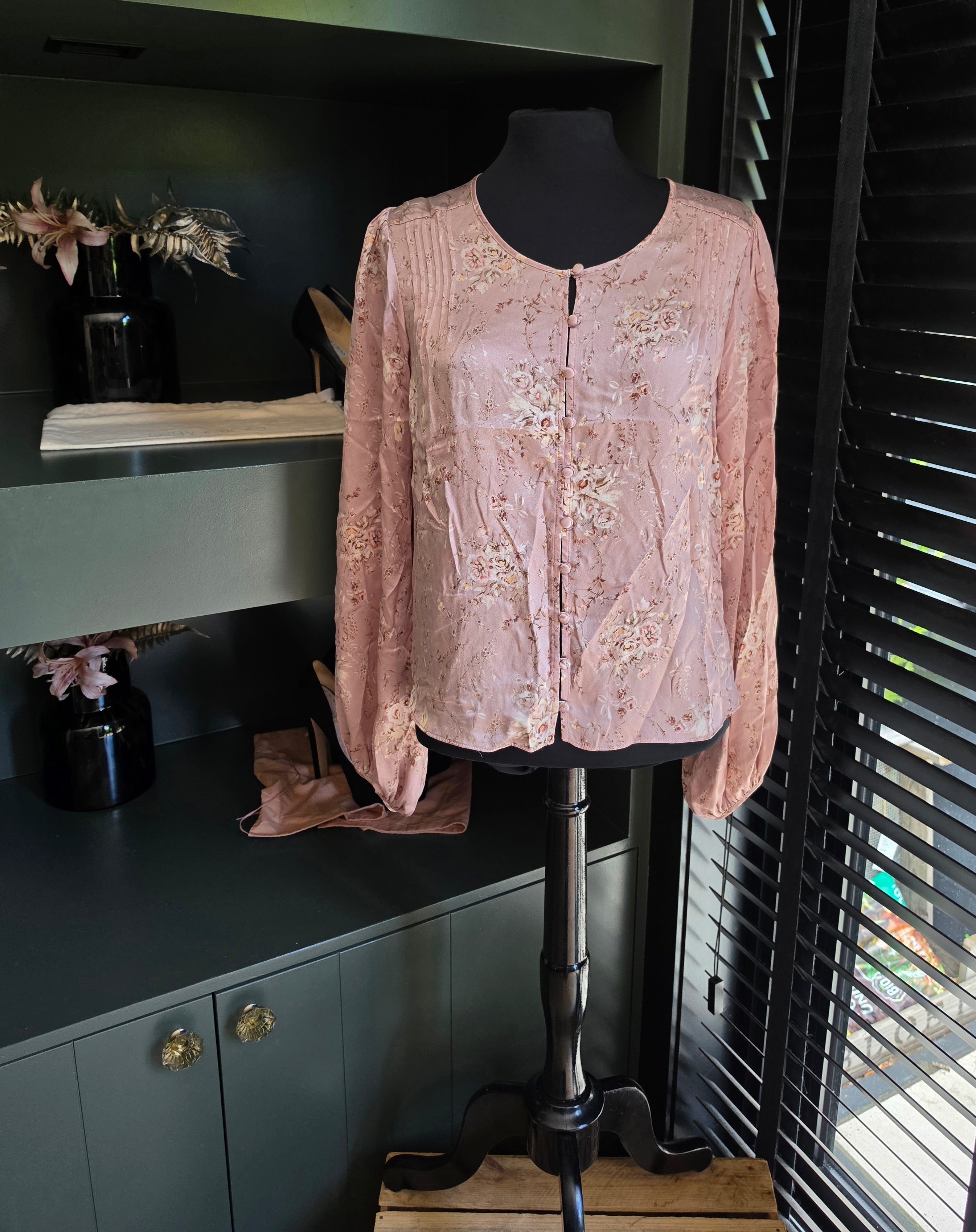 Loveshackfancy zijde blouse top roze 36 S tweedehands dames