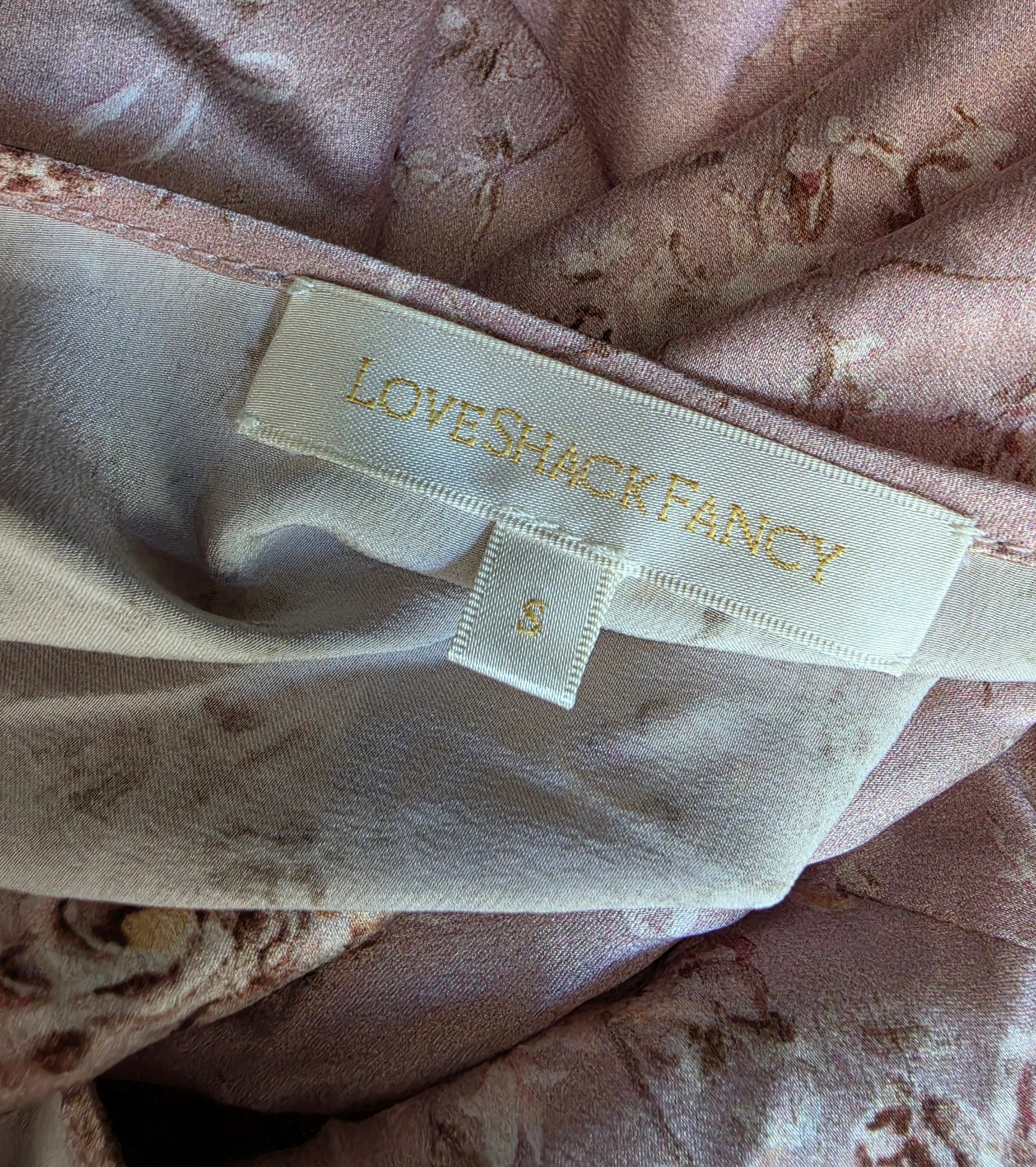 Loveshackfancy zijde blouse top roze 36 S tweedehands dames