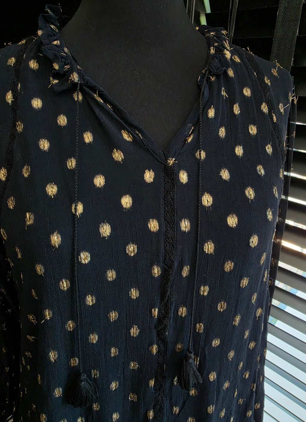 Maison Hotel vega blouse midnight blauw S 36 doorschijnend boho ibiza tweedehands dames designer