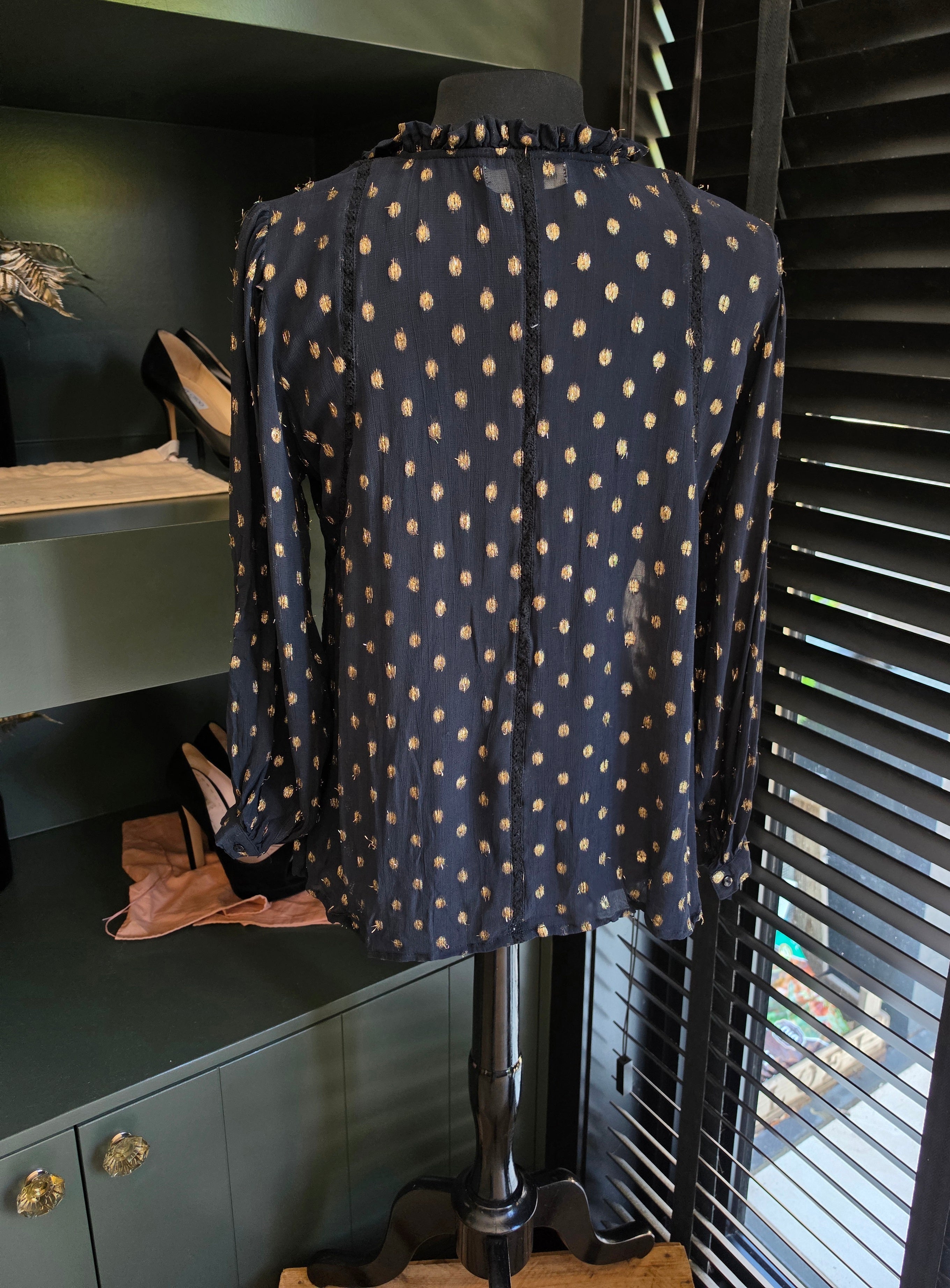 Maison Hotel vega blouse midnight blauw S 36 doorschijnend boho ibiza tweedehands dames designer