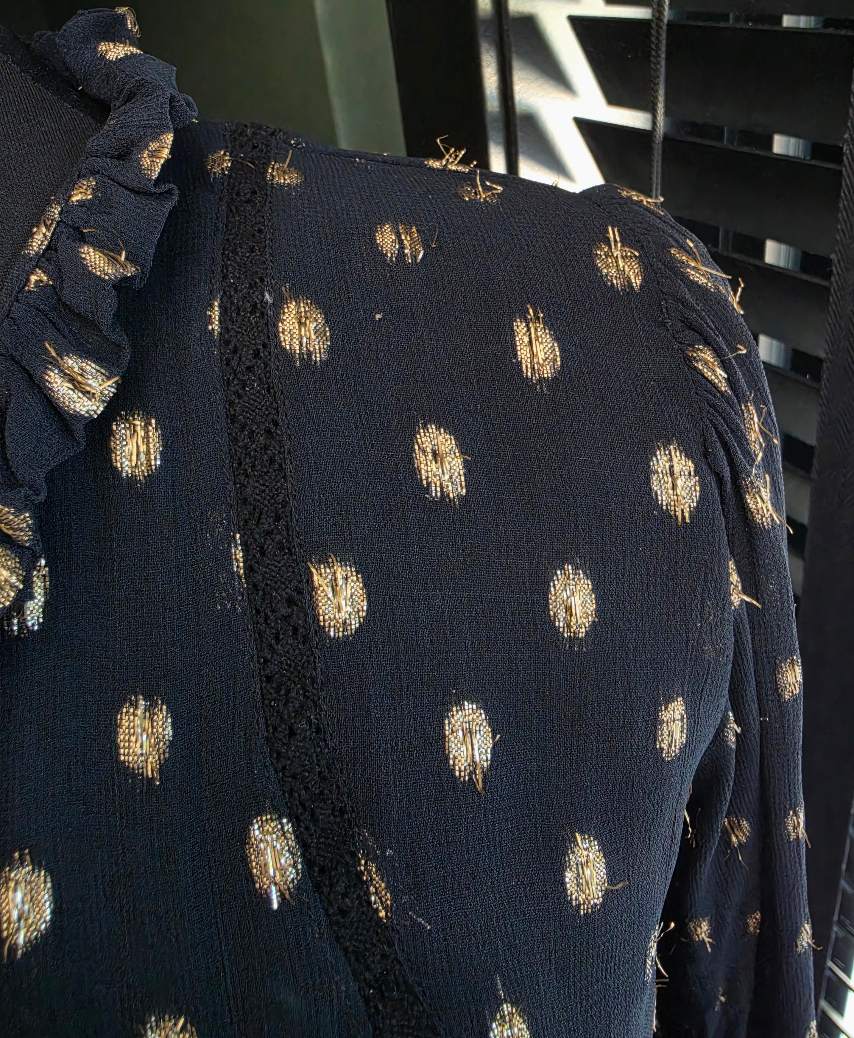 Maison Hotel vega blouse midnight blauw S 36 doorschijnend boho ibiza tweedehands dames designer