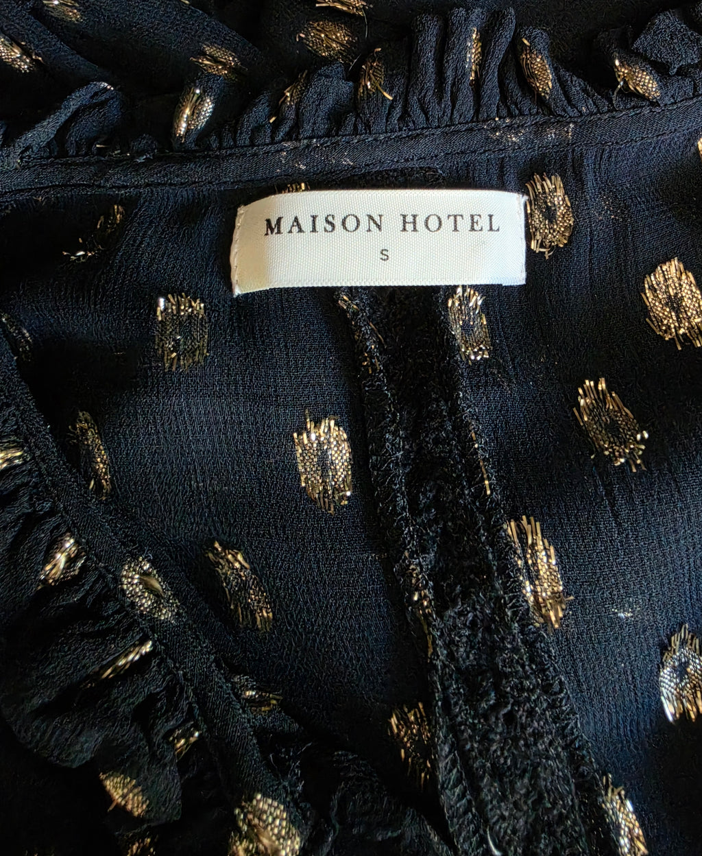Maison Hotel vega blouse midnight blauw S 36 doorschijnend boho ibiza tweedehands dames designer